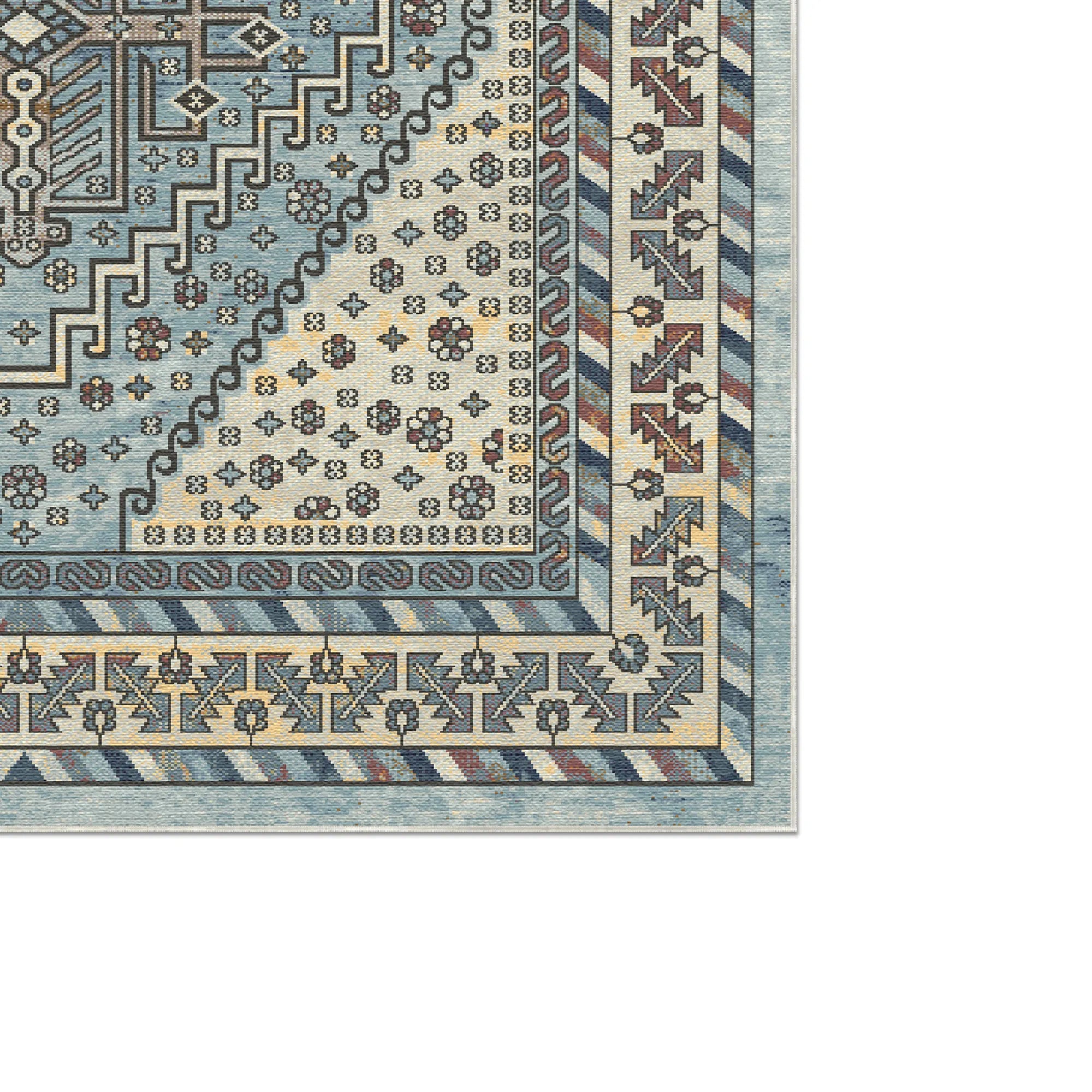 Shirvan Blue Geometric Traditional Rug