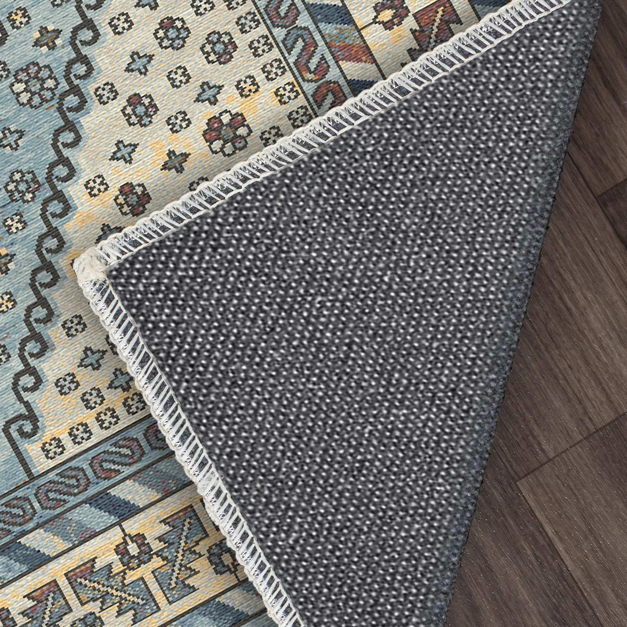 Shirvan Blue Geometric Traditional Rug
