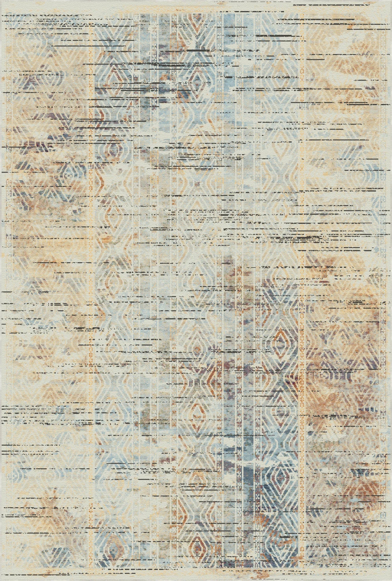 Alicante Sky Abstract Stripe Washable Rug