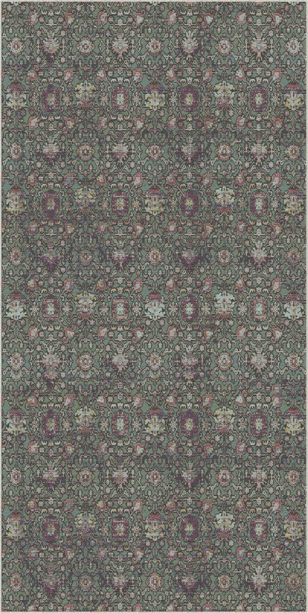 Kew Mint Botanical Washable Rug
