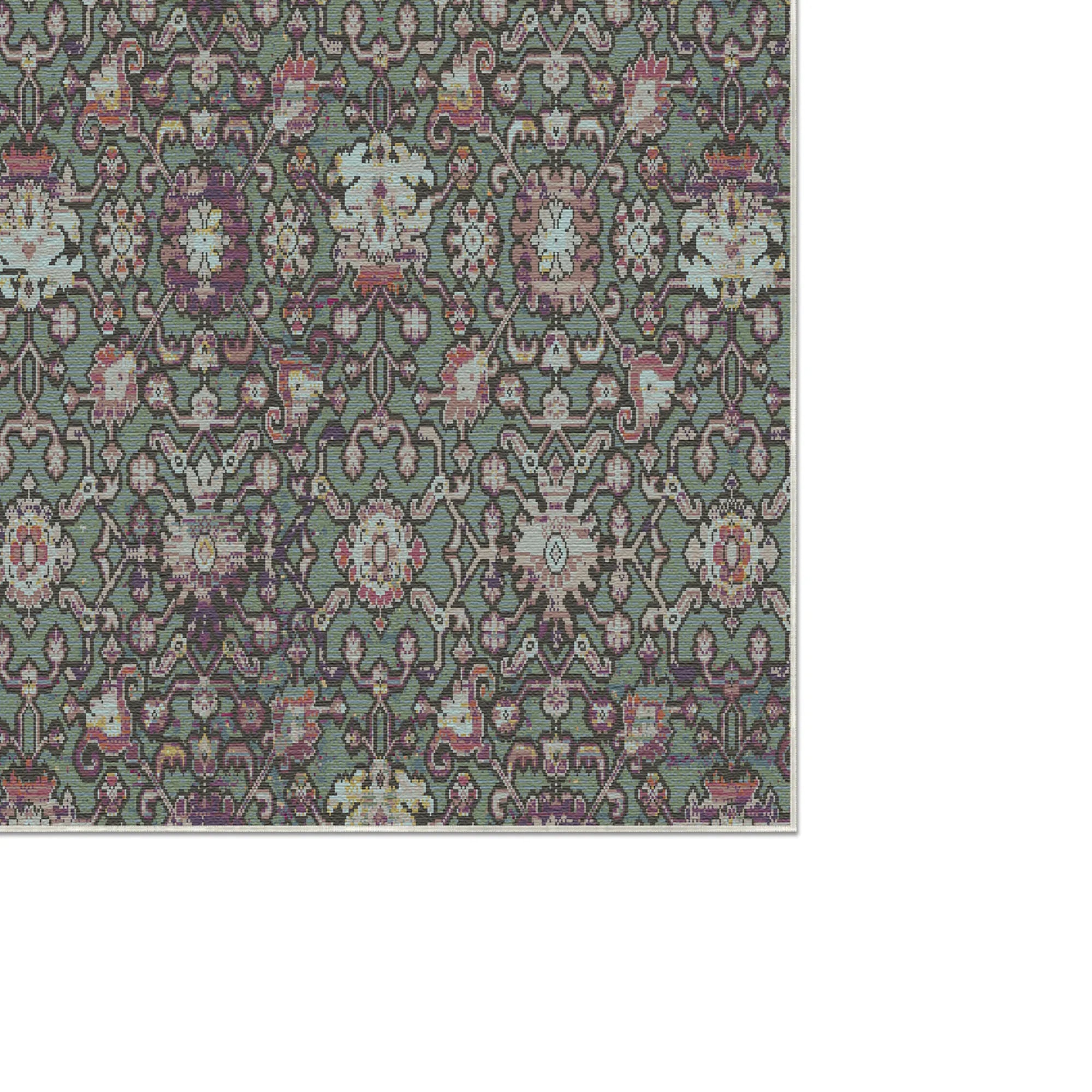 Kew Mint Botanical Washable Rug