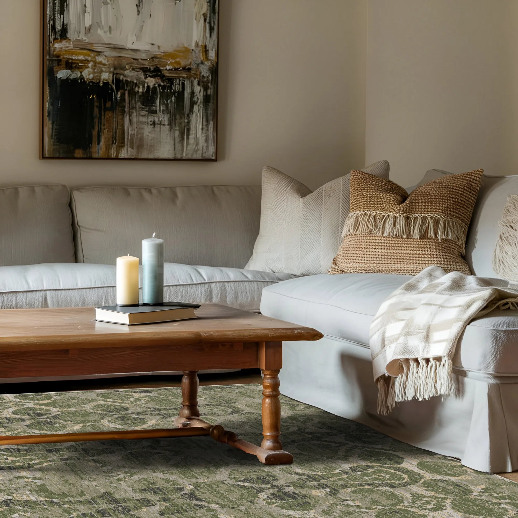 Galway Sage Ikat Washable Rug