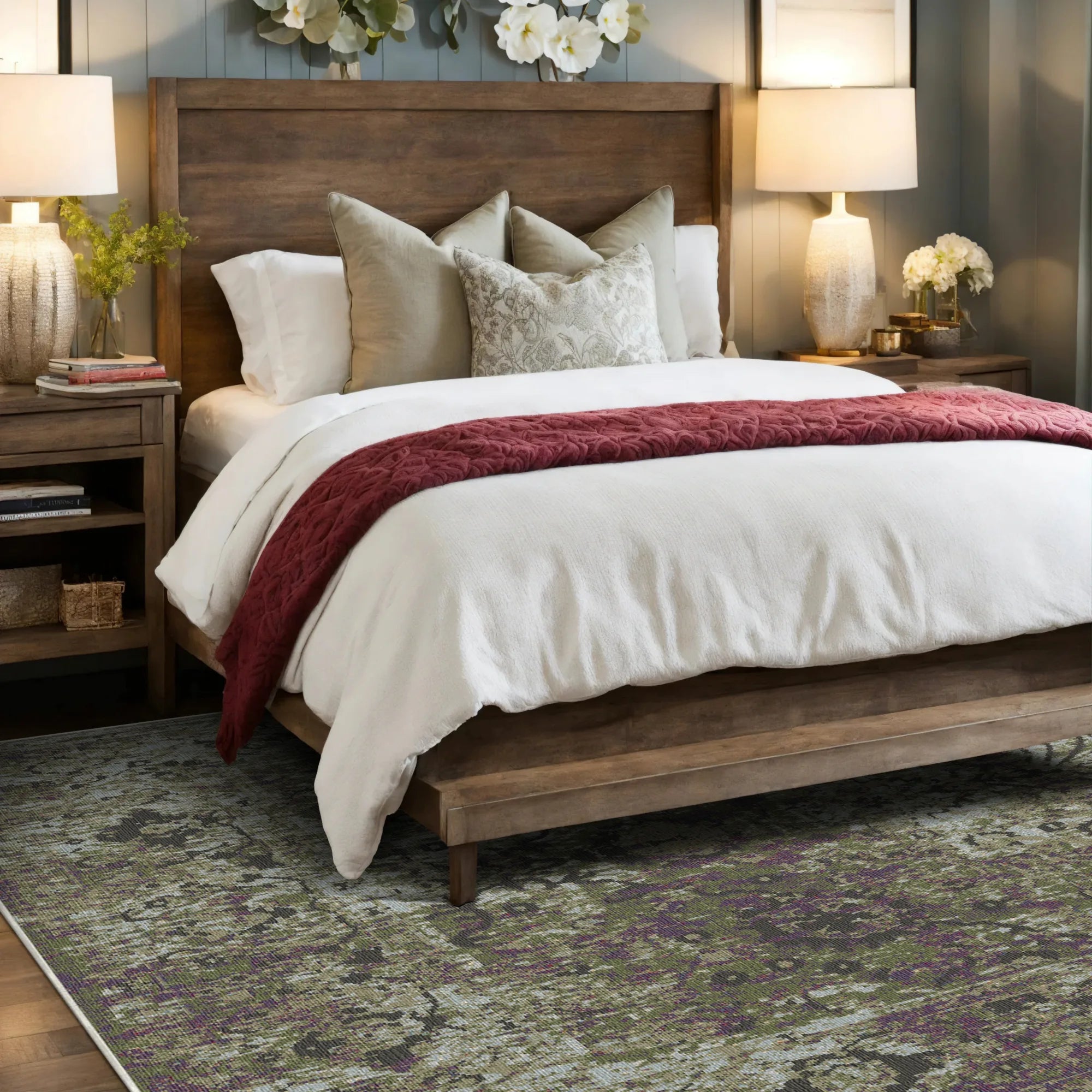 Tuscany Olive Floral Rug