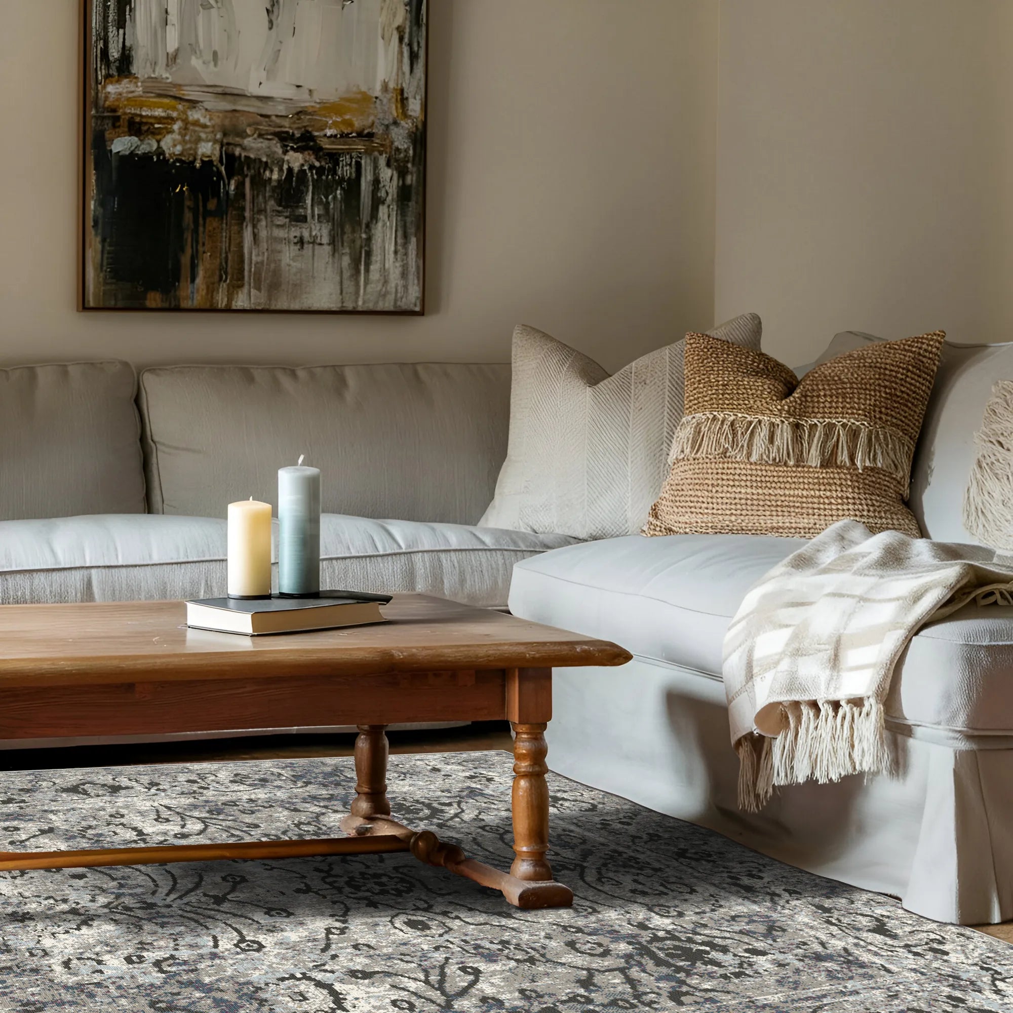 Oslo Silver Floral Rug