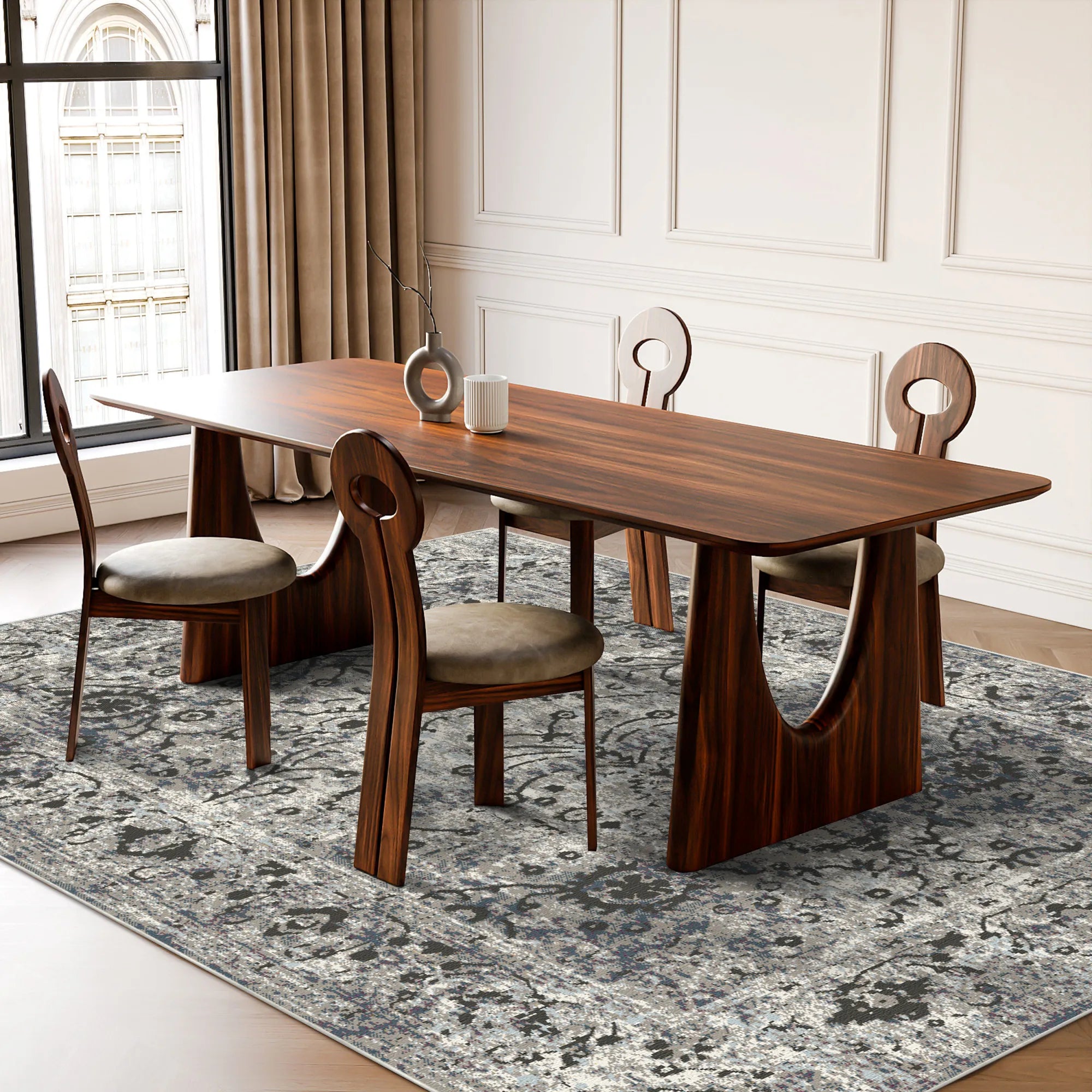 Oslo Silver Floral Rug