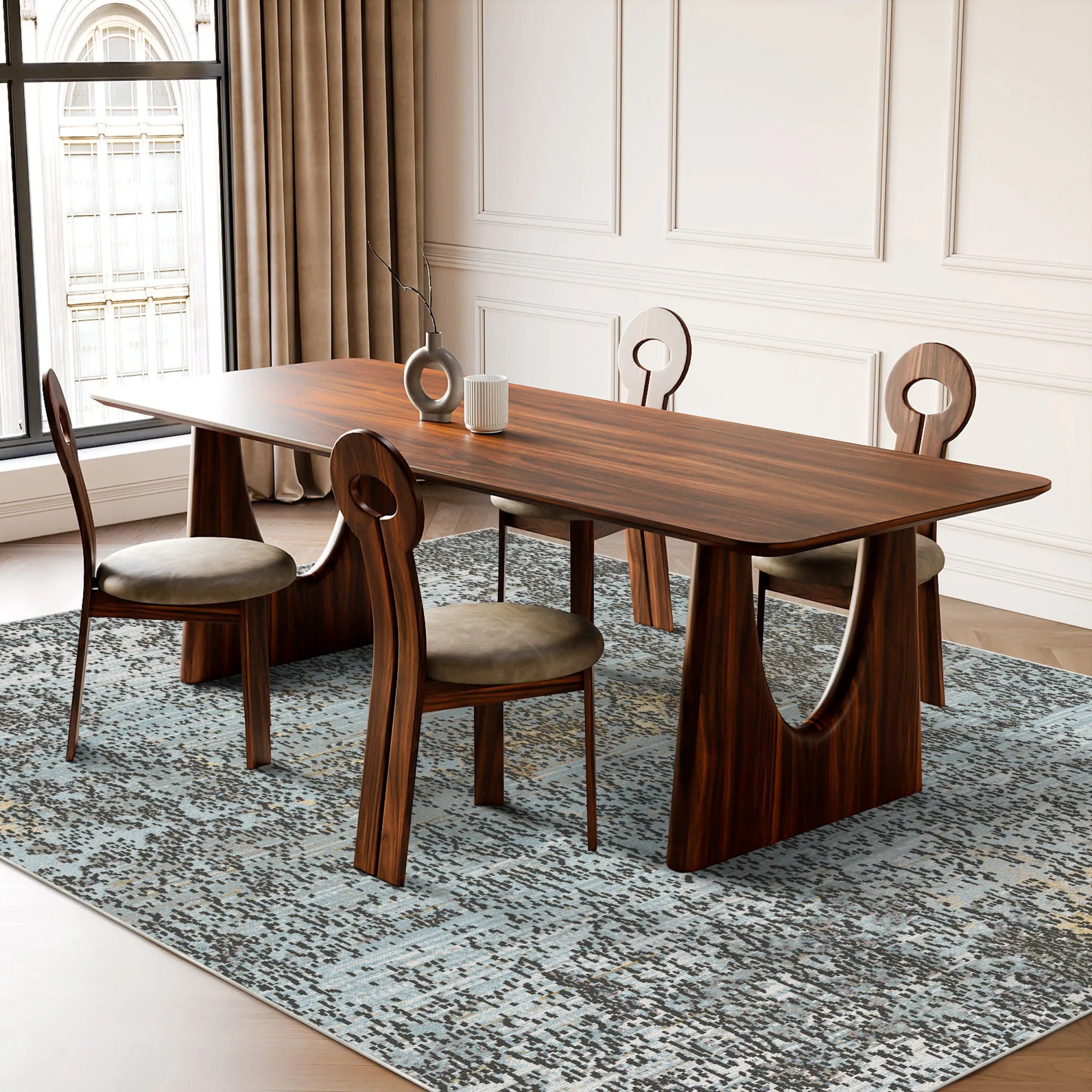 Geneva Silver Abstract Rug