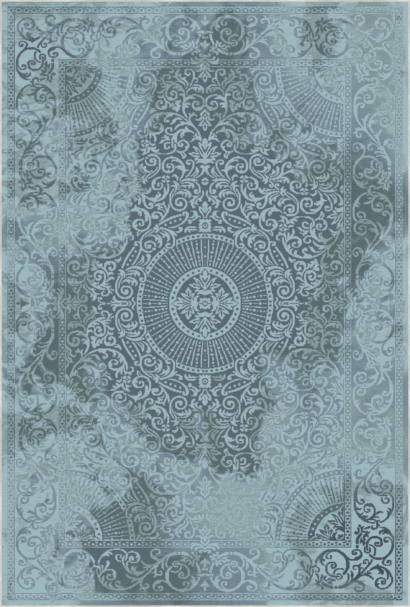 Venice Aquamarine Barok Medallion Rug