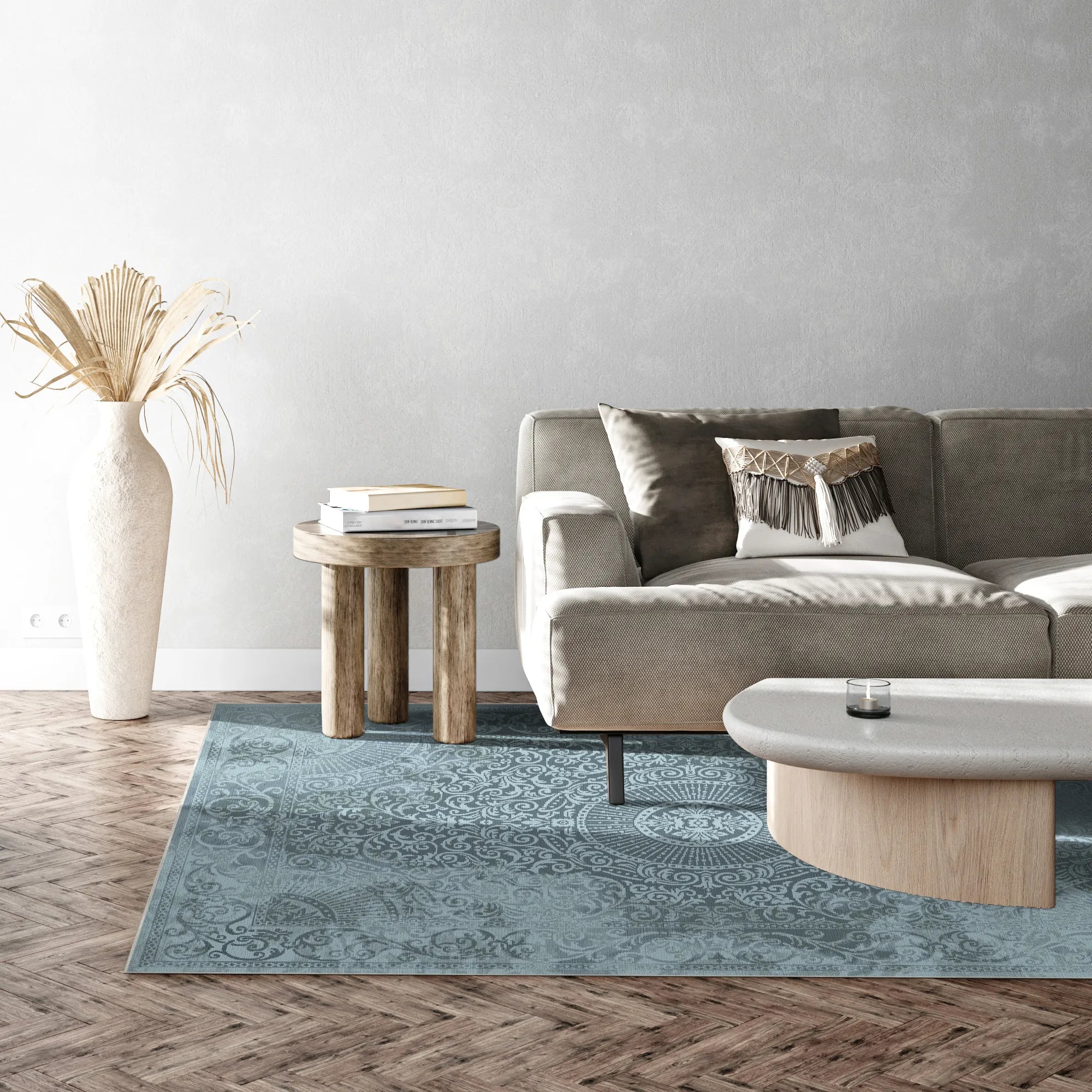 Venice Aquamarine Barok Medallion Rug