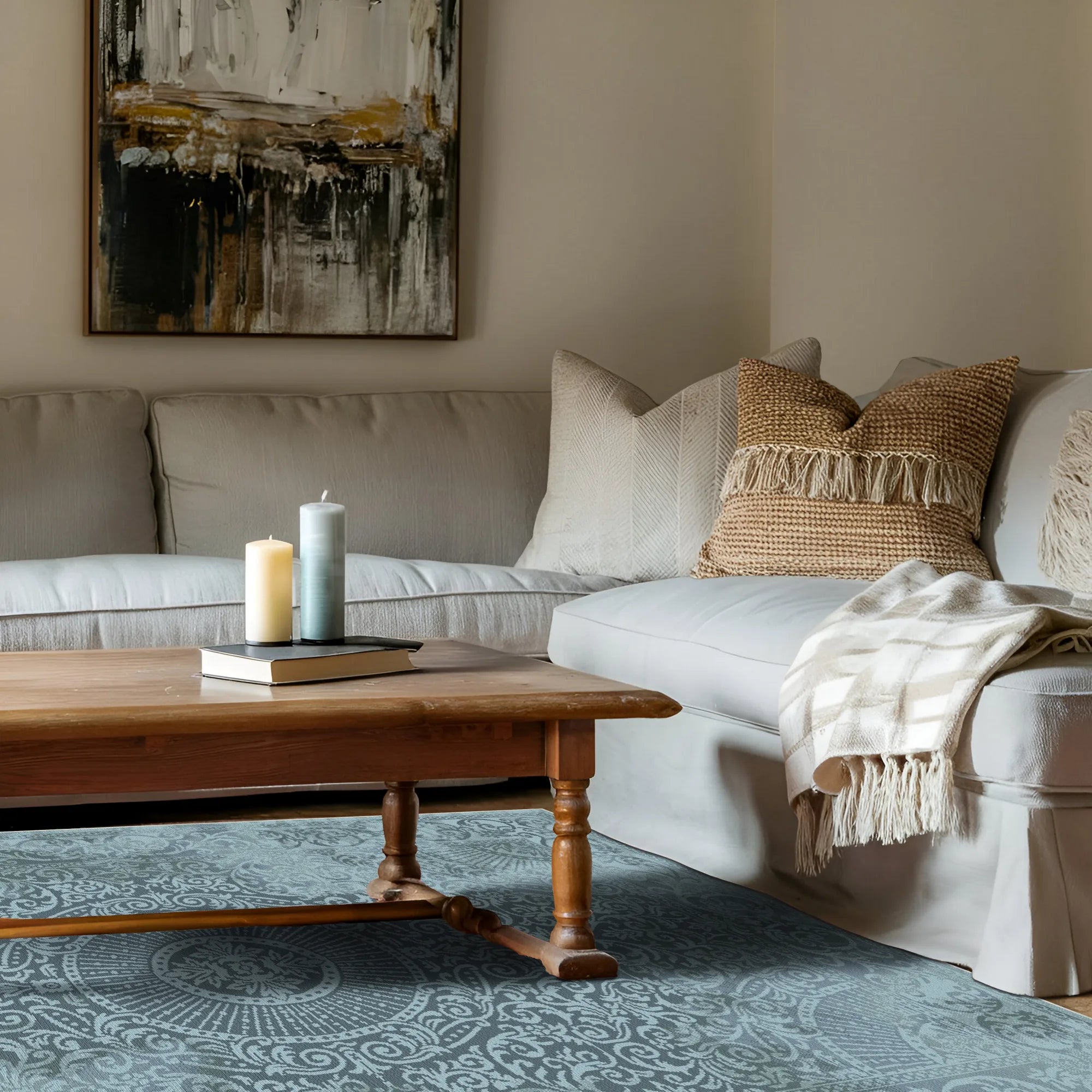 Venice Aquamarine Barok Medallion Rug