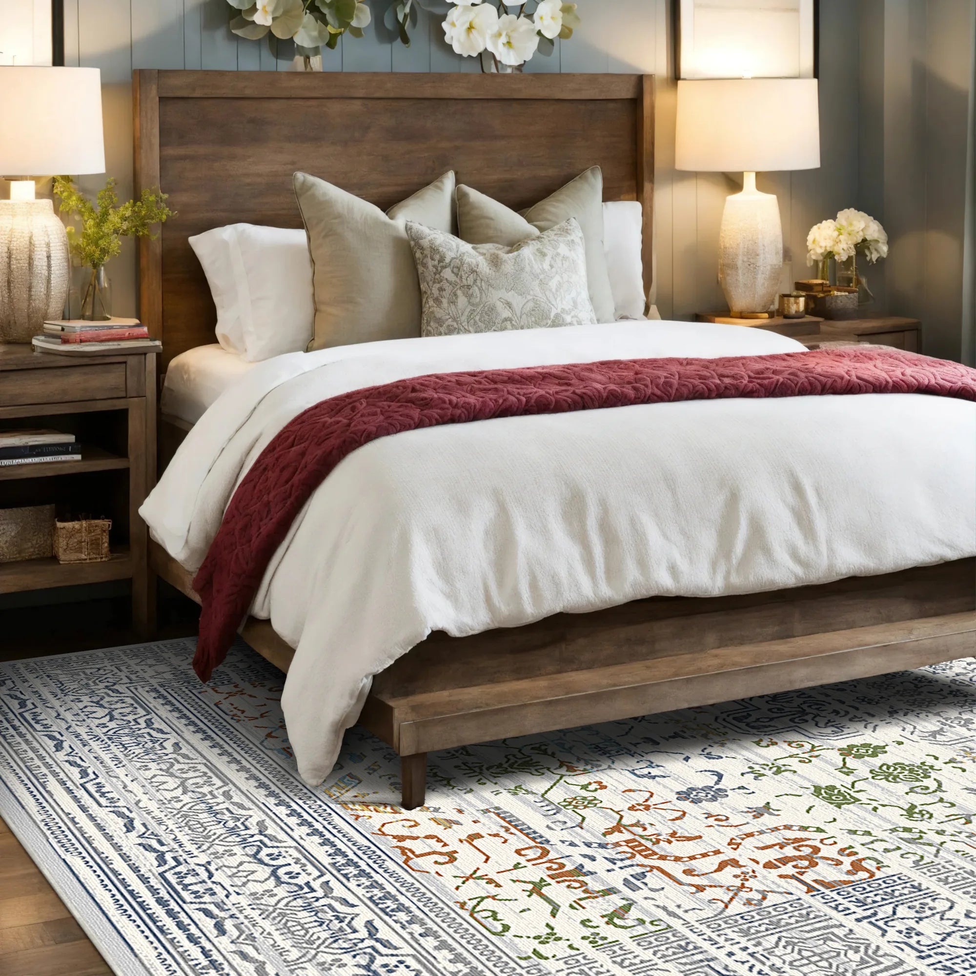 Olympus Autumn Floral Washable Rug