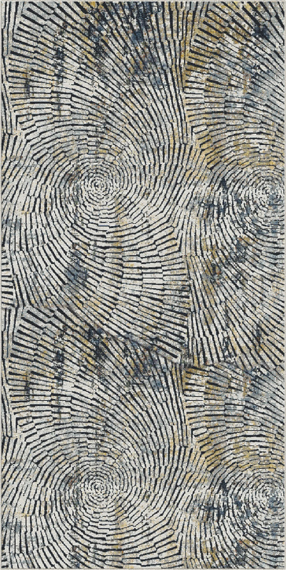 Modern Abstract Radial Mosaic Rug