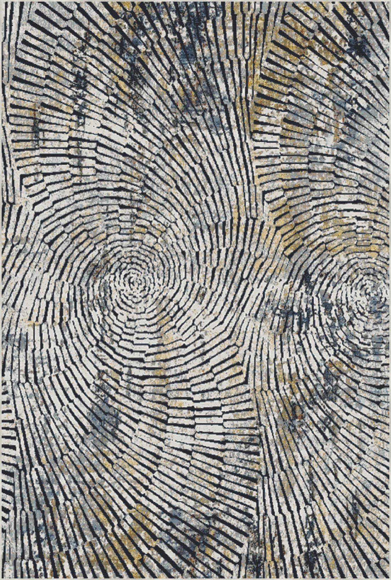 Modern Abstract Radial Mosaic Rug