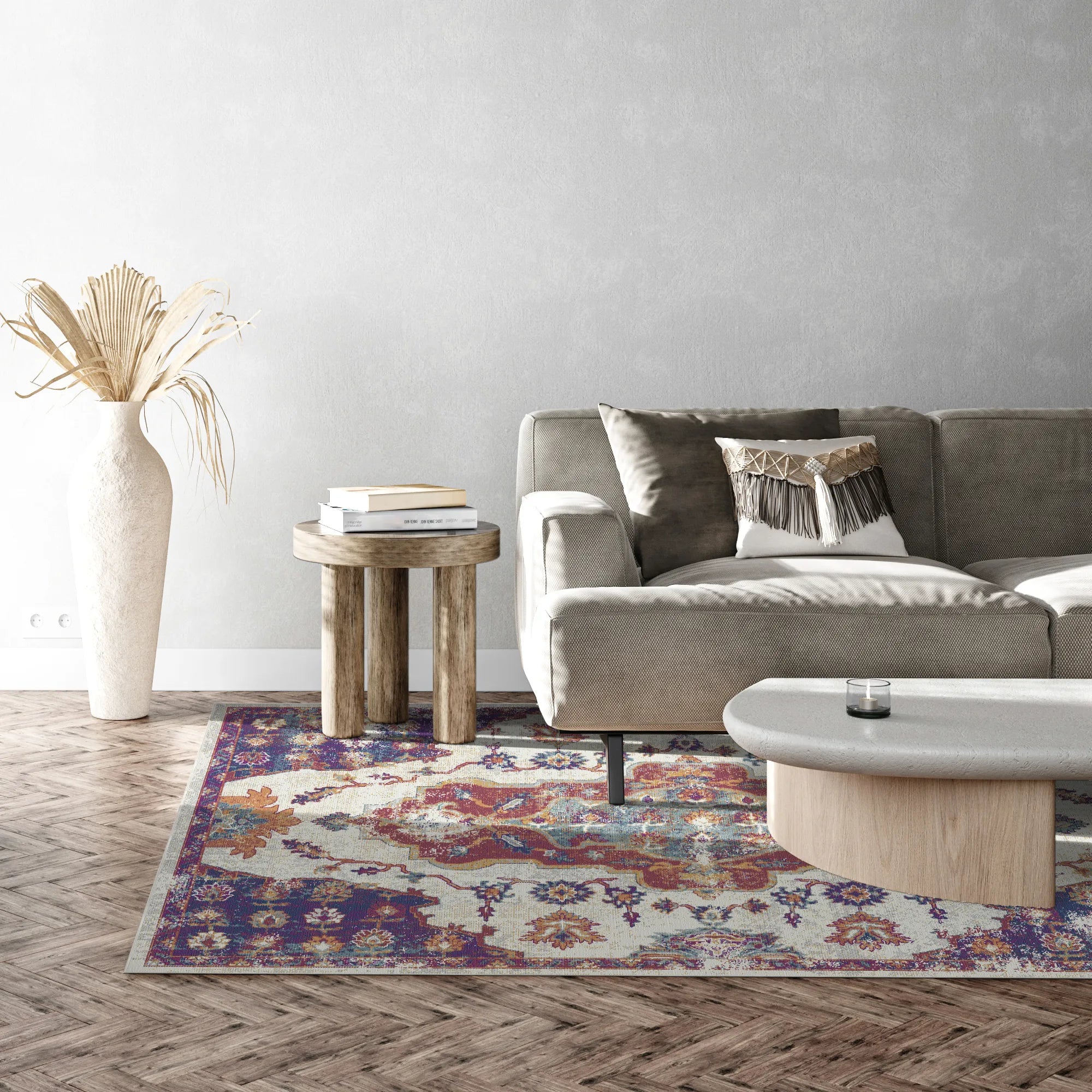 Byzantine Berry Abstract Medallion Rug