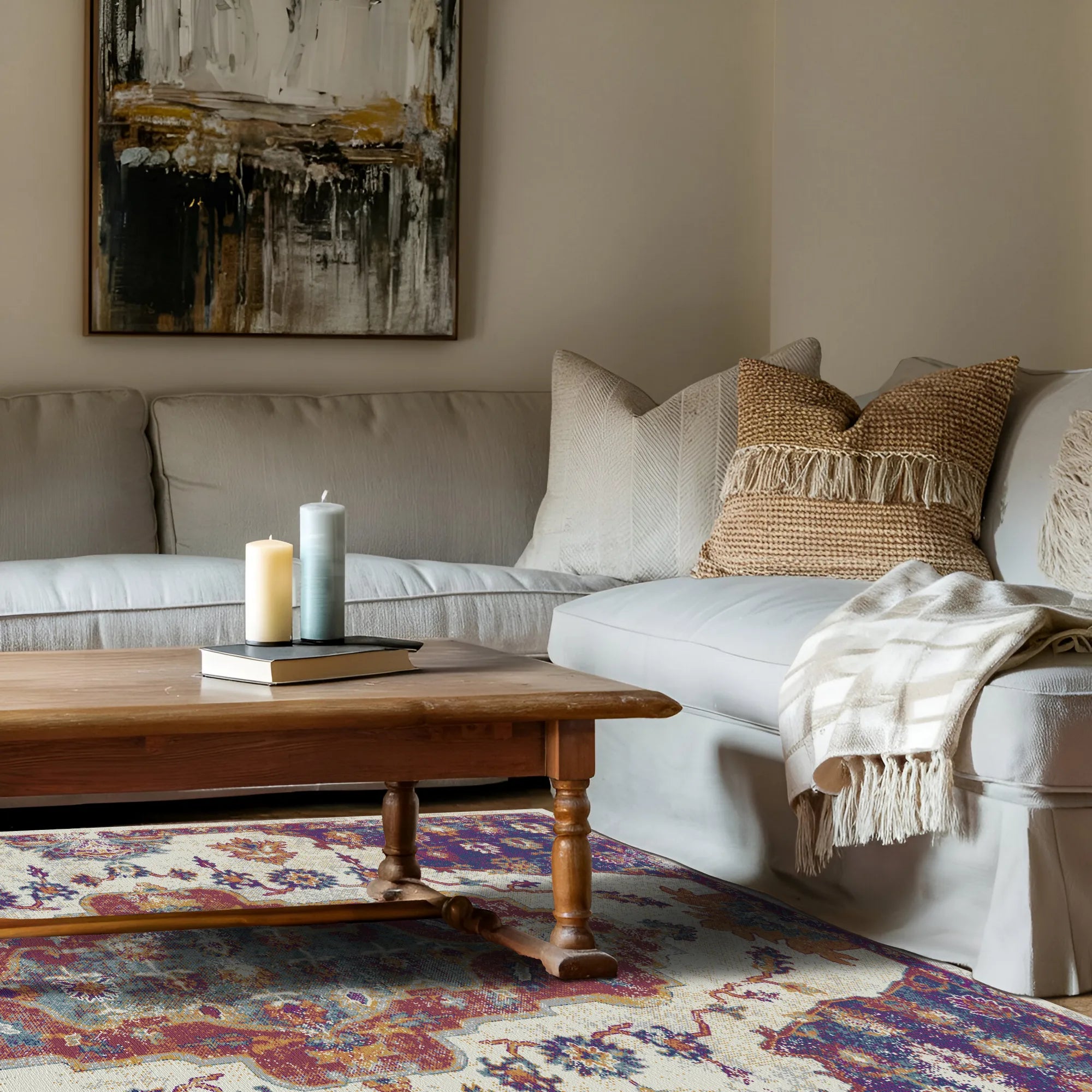 Byzantine Berry Abstract Medallion Rug