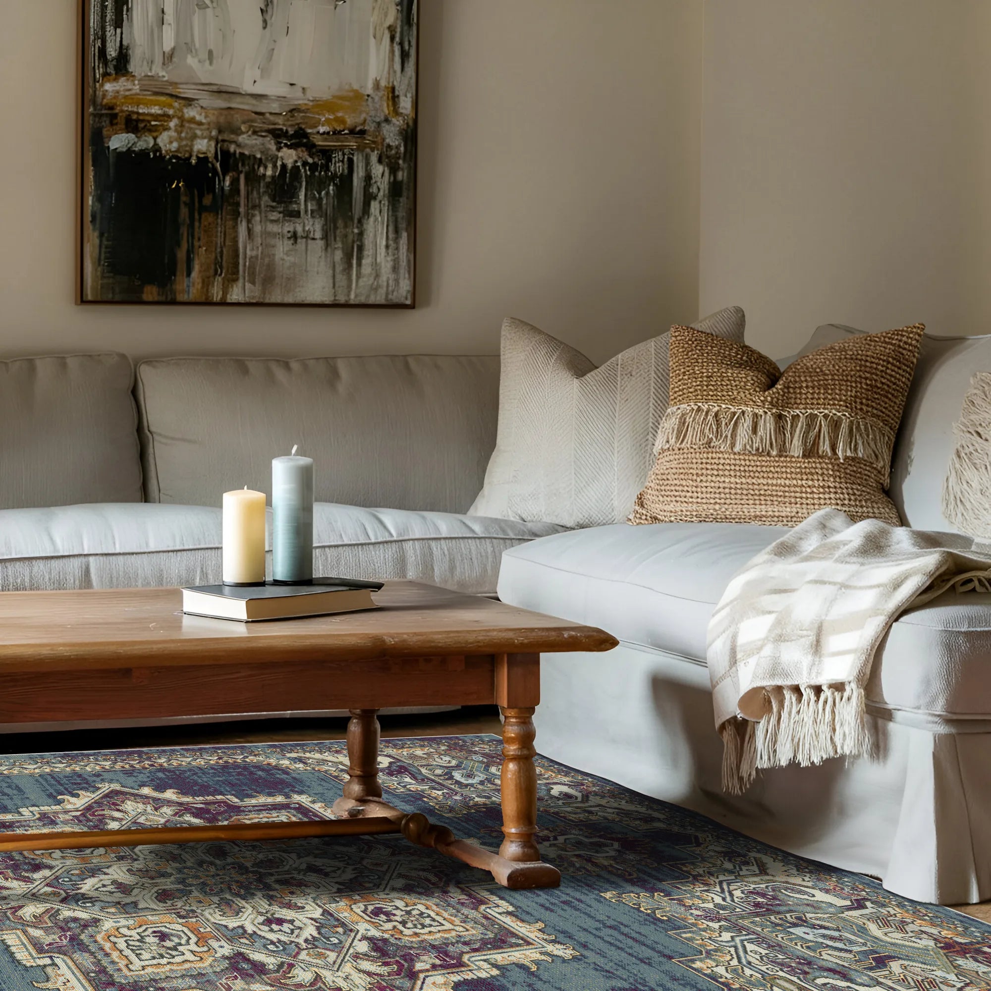 Petra Indigo Traditional Medallion Rug