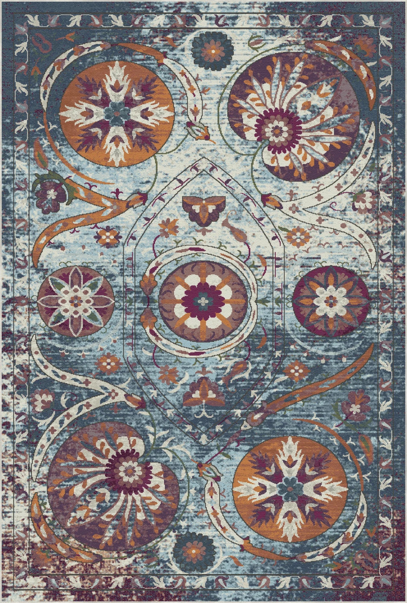 Bukhara Azure Exotic Medallion Rug