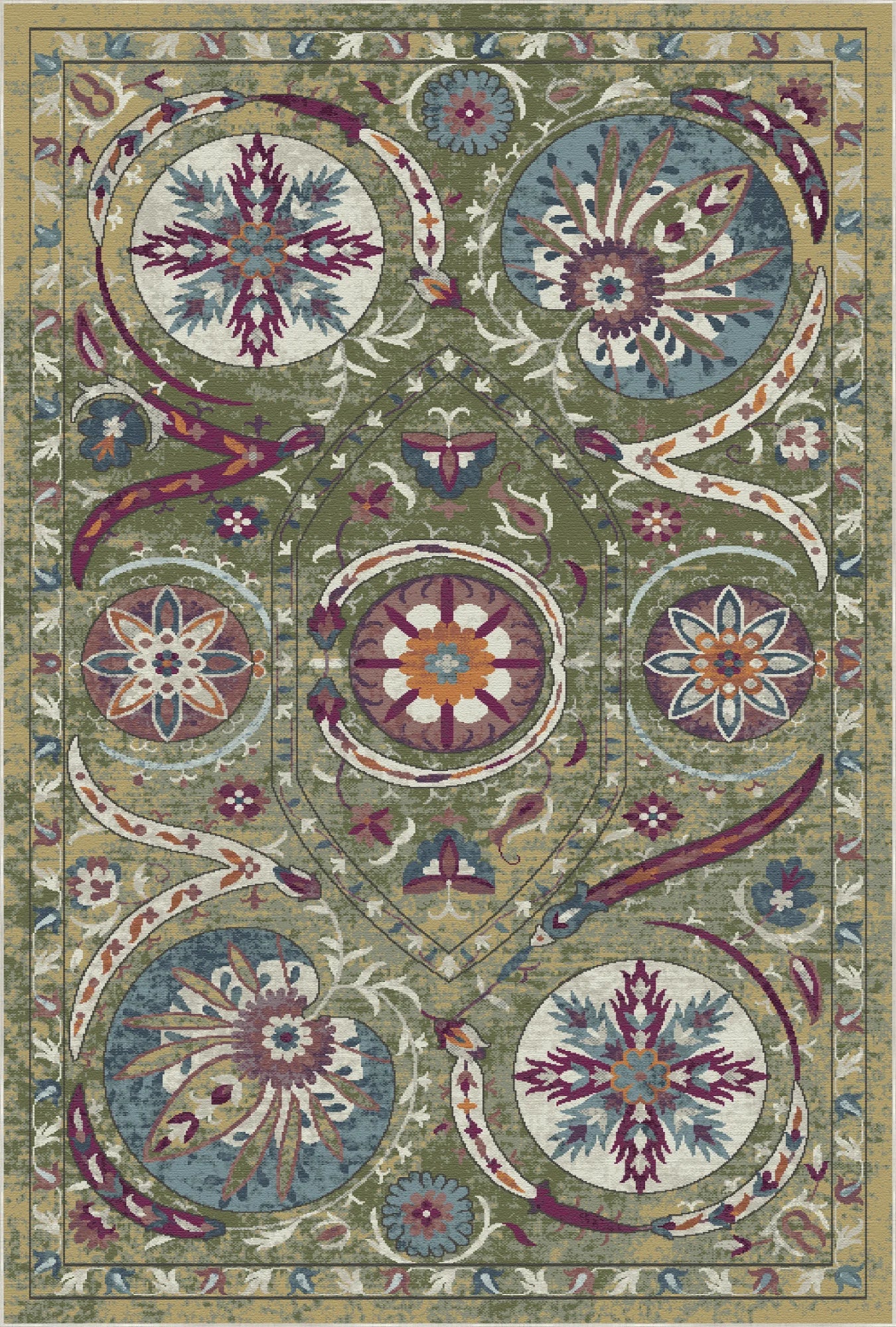 Bukhara Olive Exotic Medallion Rug