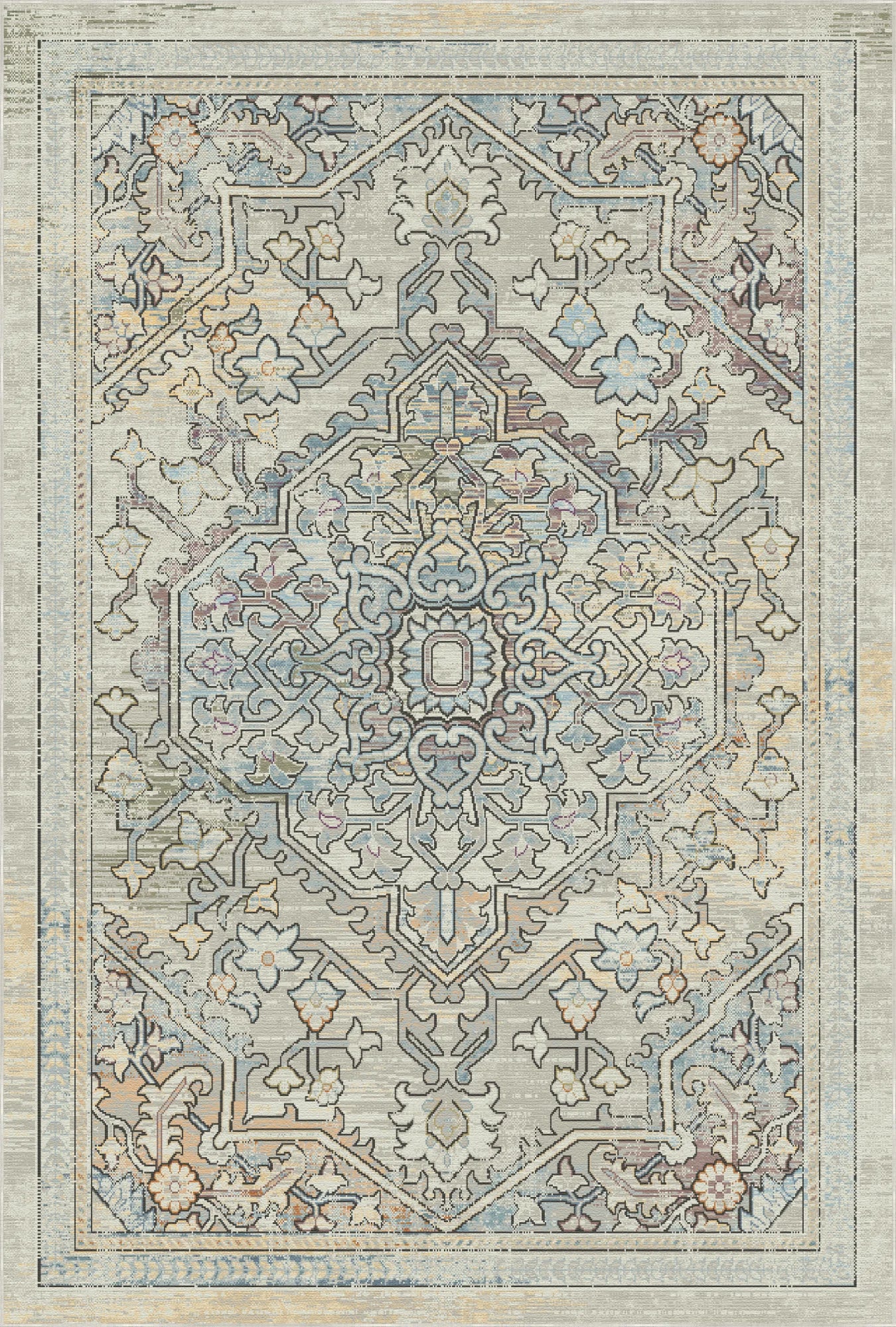 Vintage Sage Faded Medallion Rug