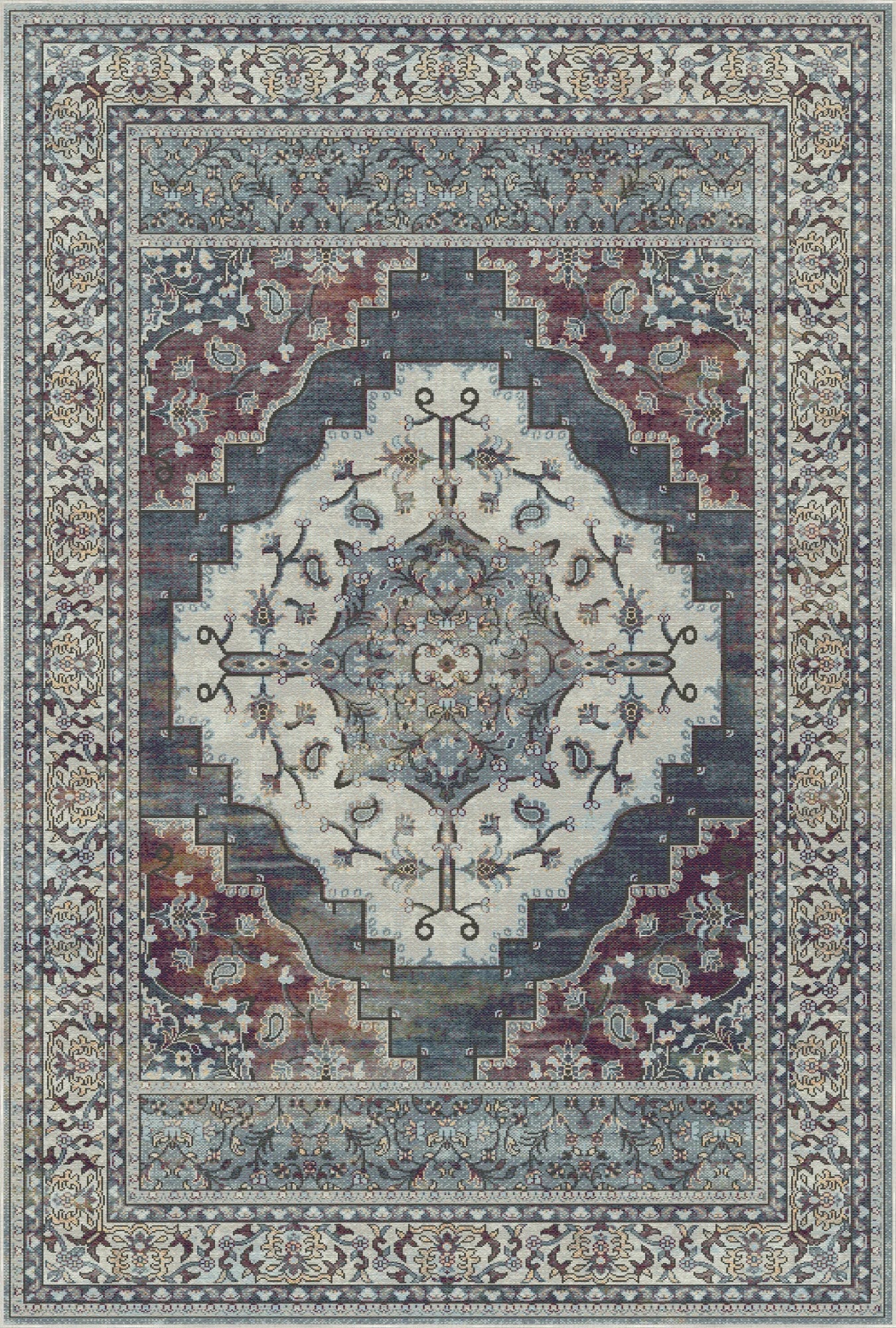 Loom Slate Paisley Floral Rug