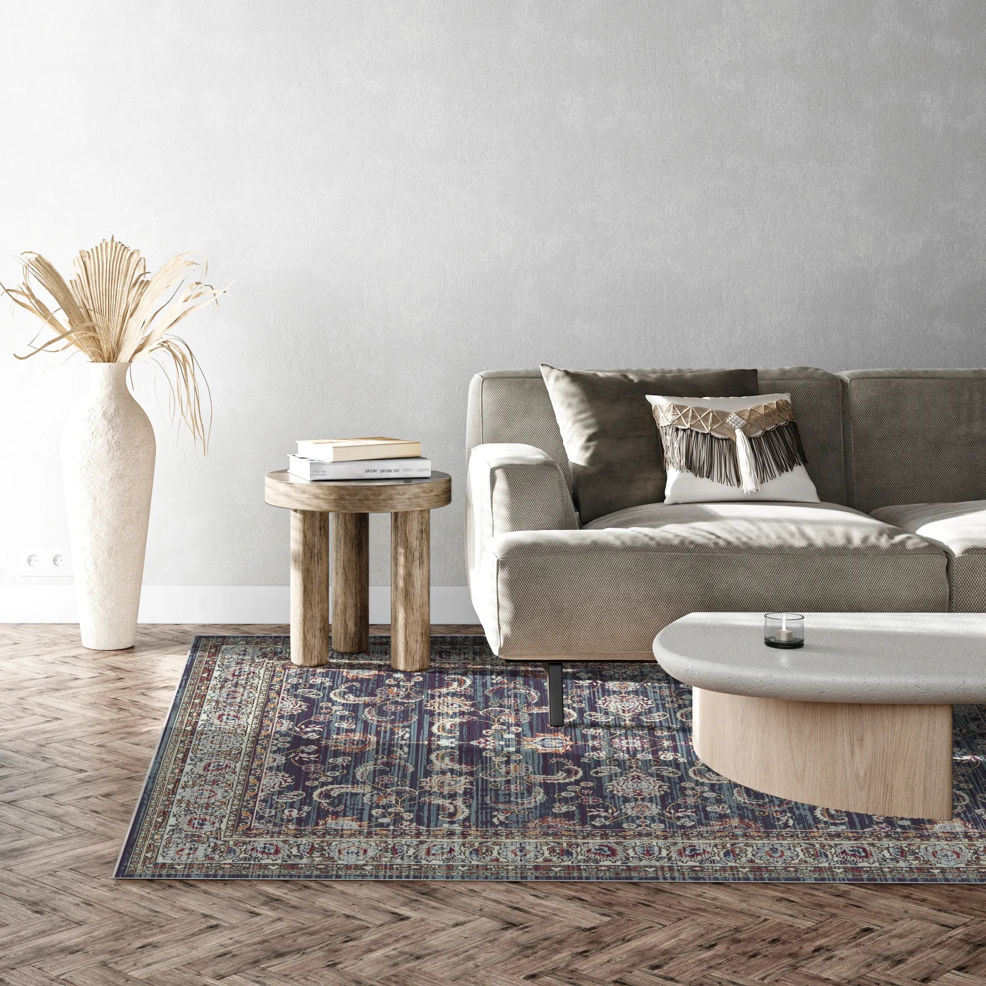 Royal Vine Indigo Floral Rug