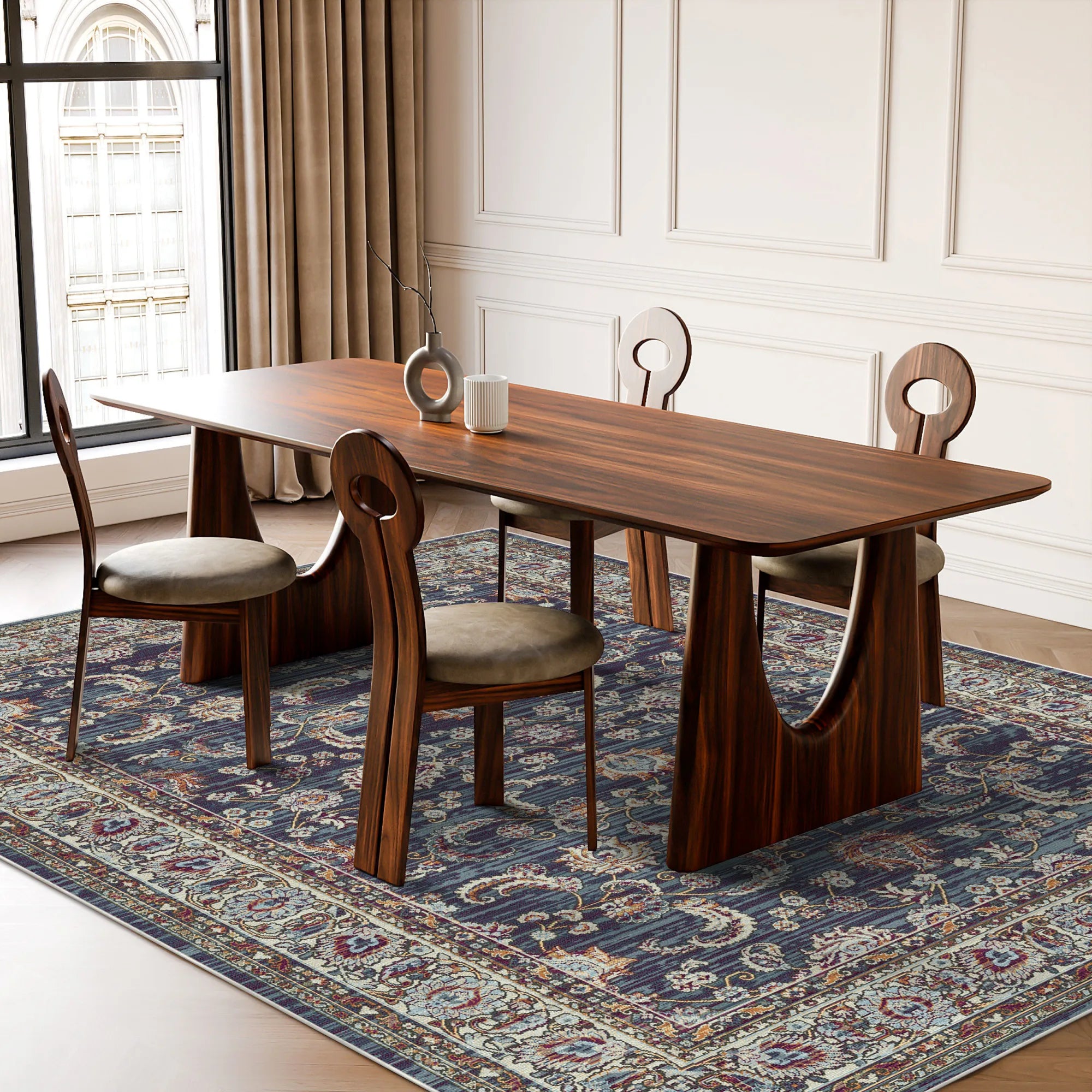 Royal Vine Indigo Floral Rug