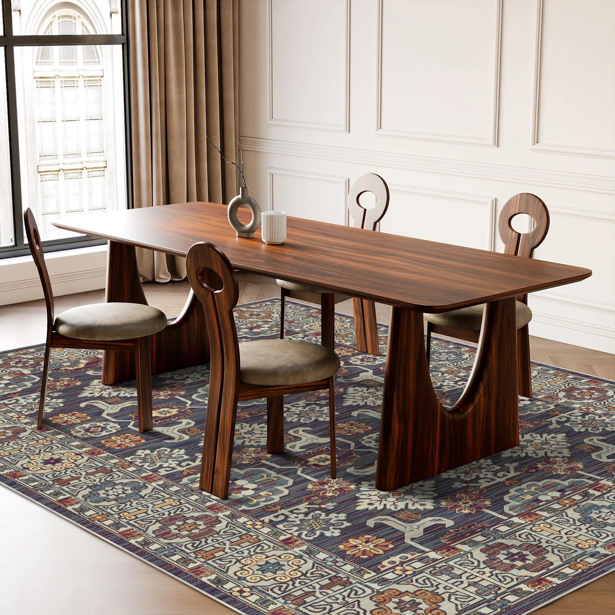 Caspian Night Geometric Tribal Rug