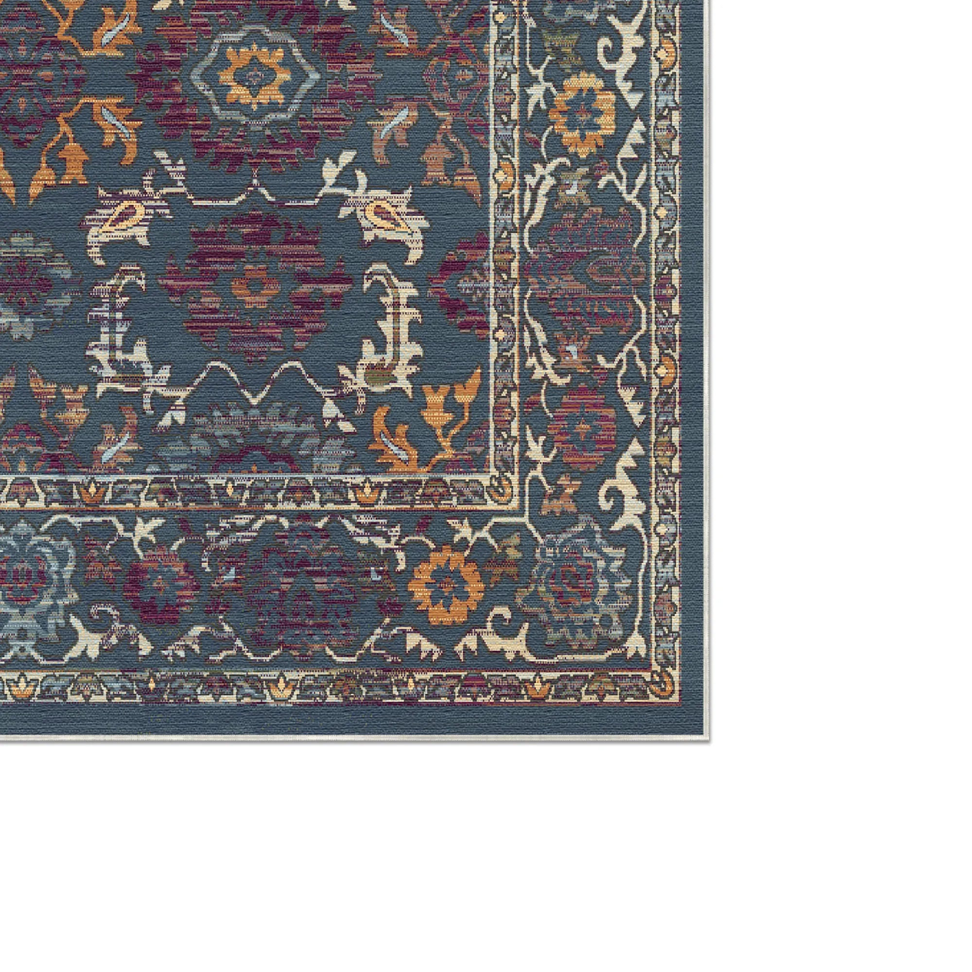 Antique Indigo Palmette Floral Rug