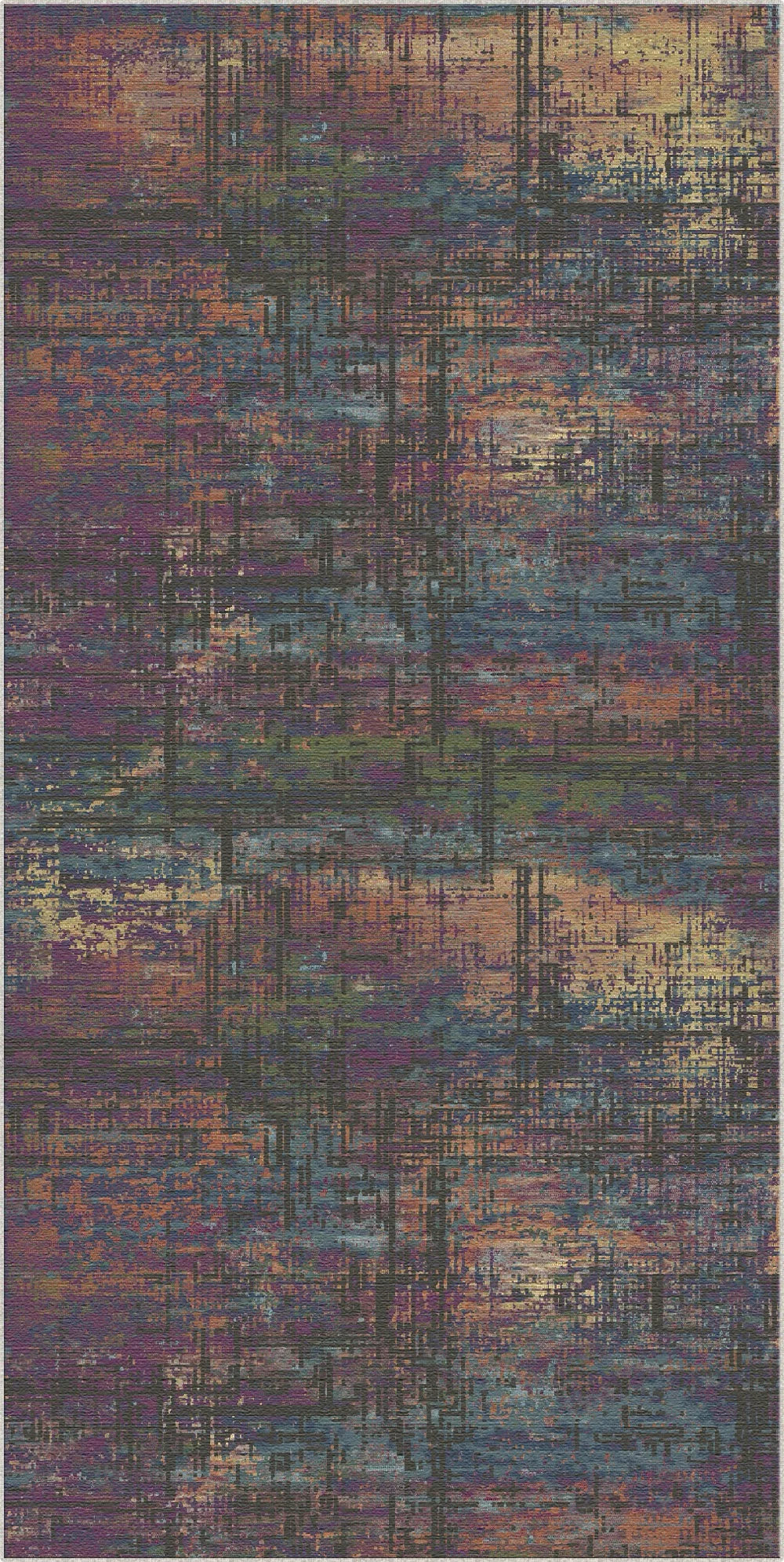 Mystic Plum Abstract Glitch Rug