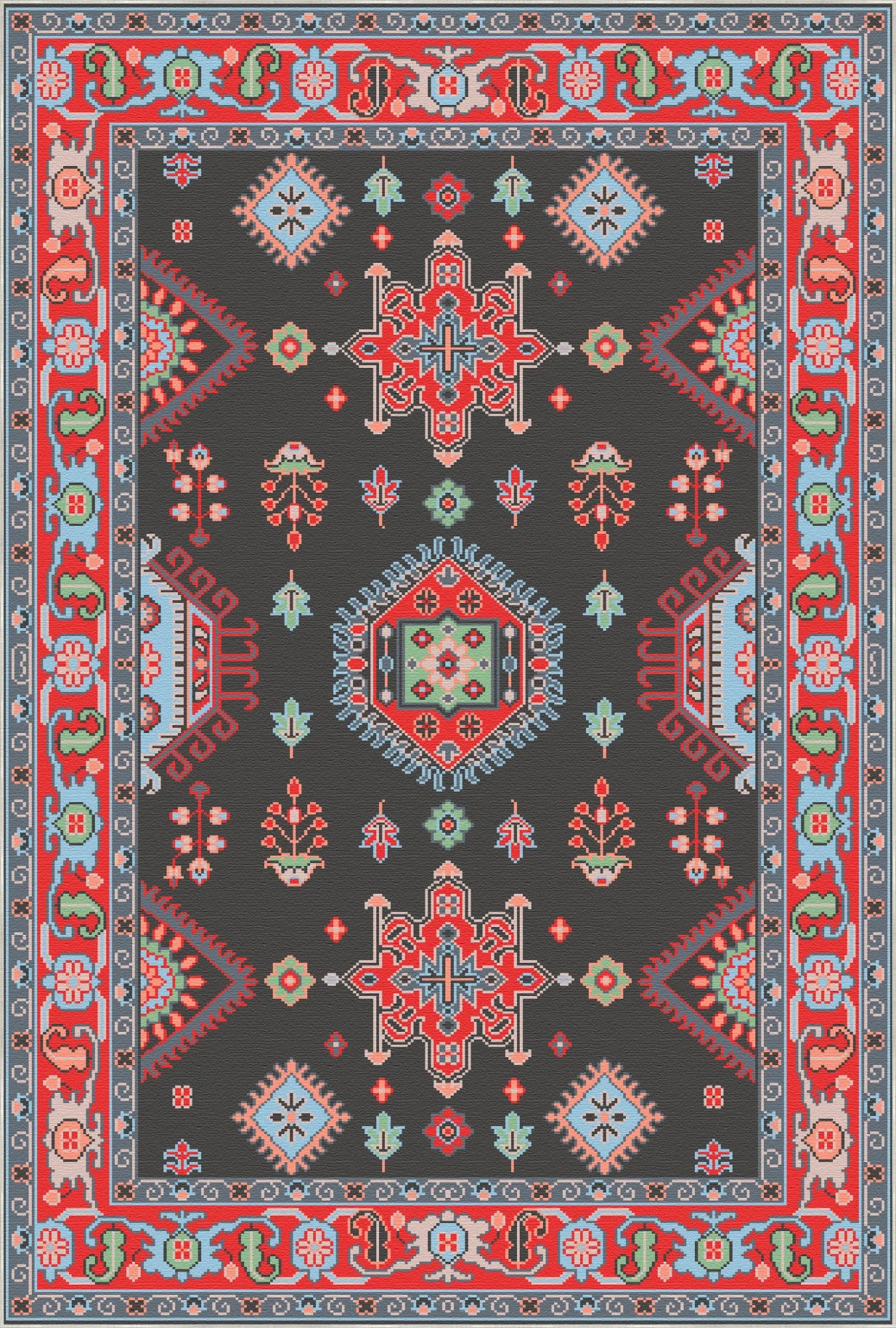 Ararat Obsidian Medallion Tribal Rug