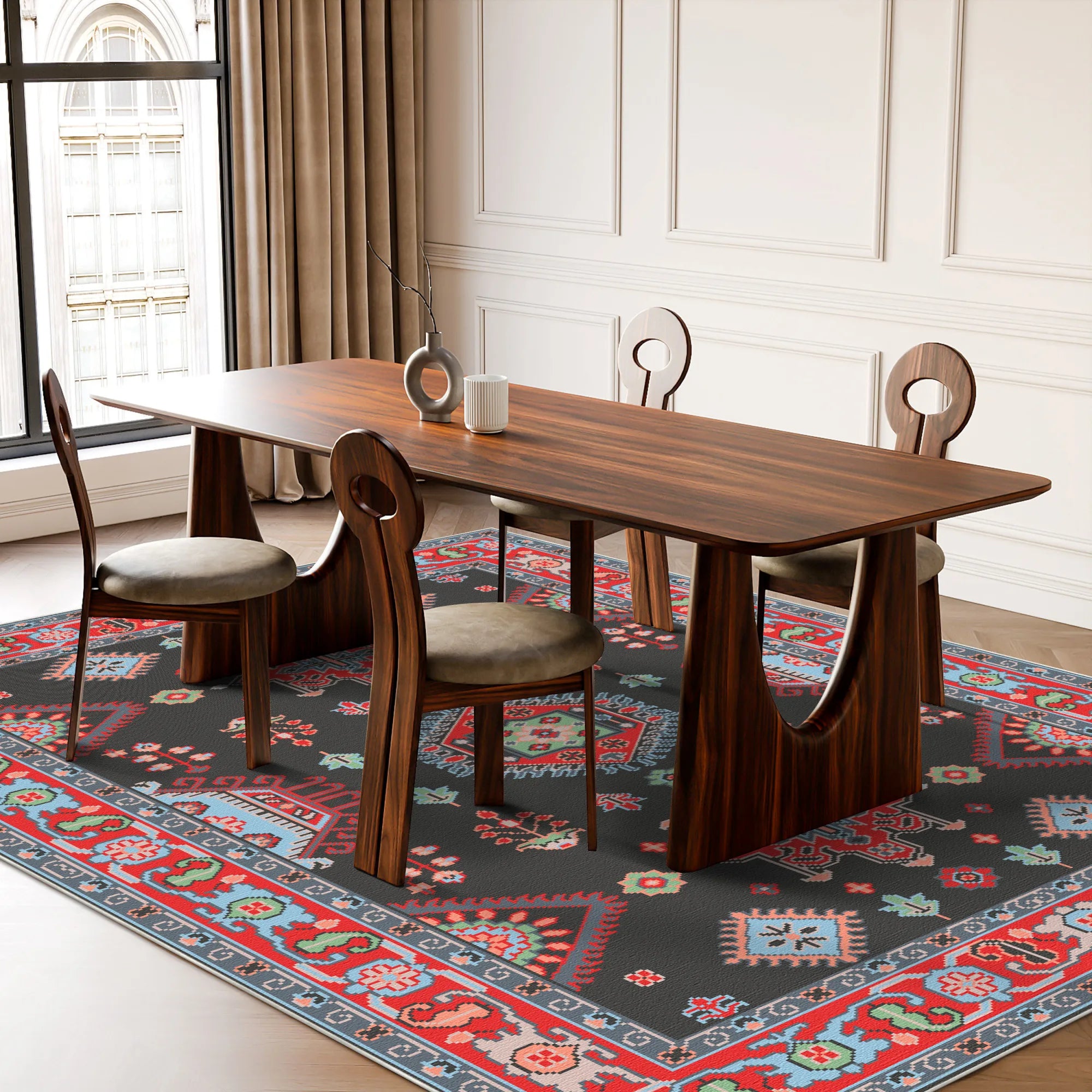 Ararat Obsidian Medallion Tribal Rug