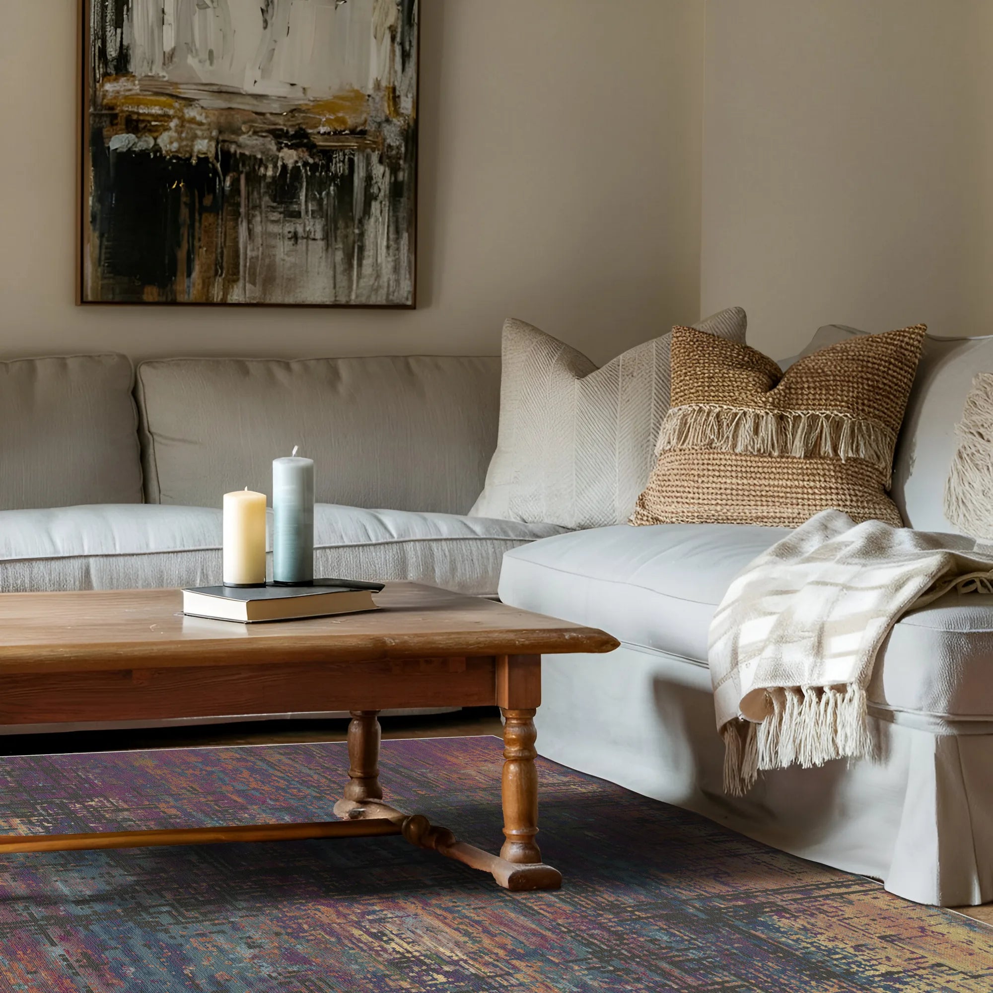 Mystic Plum Abstract Glitch Rug