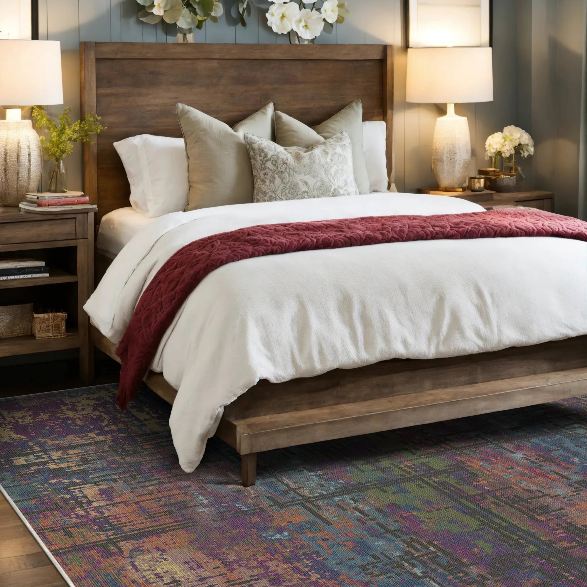 Mystic Plum Abstract Glitch Rug