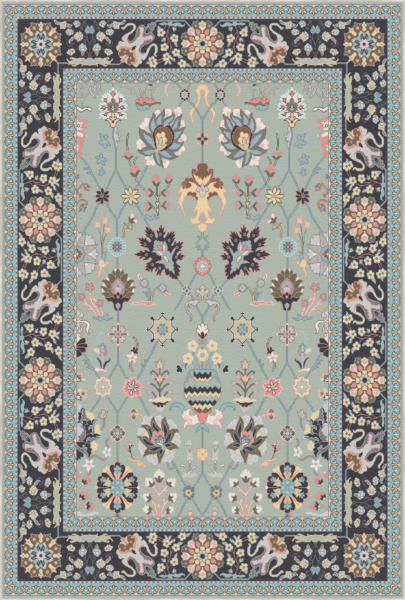 Aetheria Aqua Garden Floral Rug