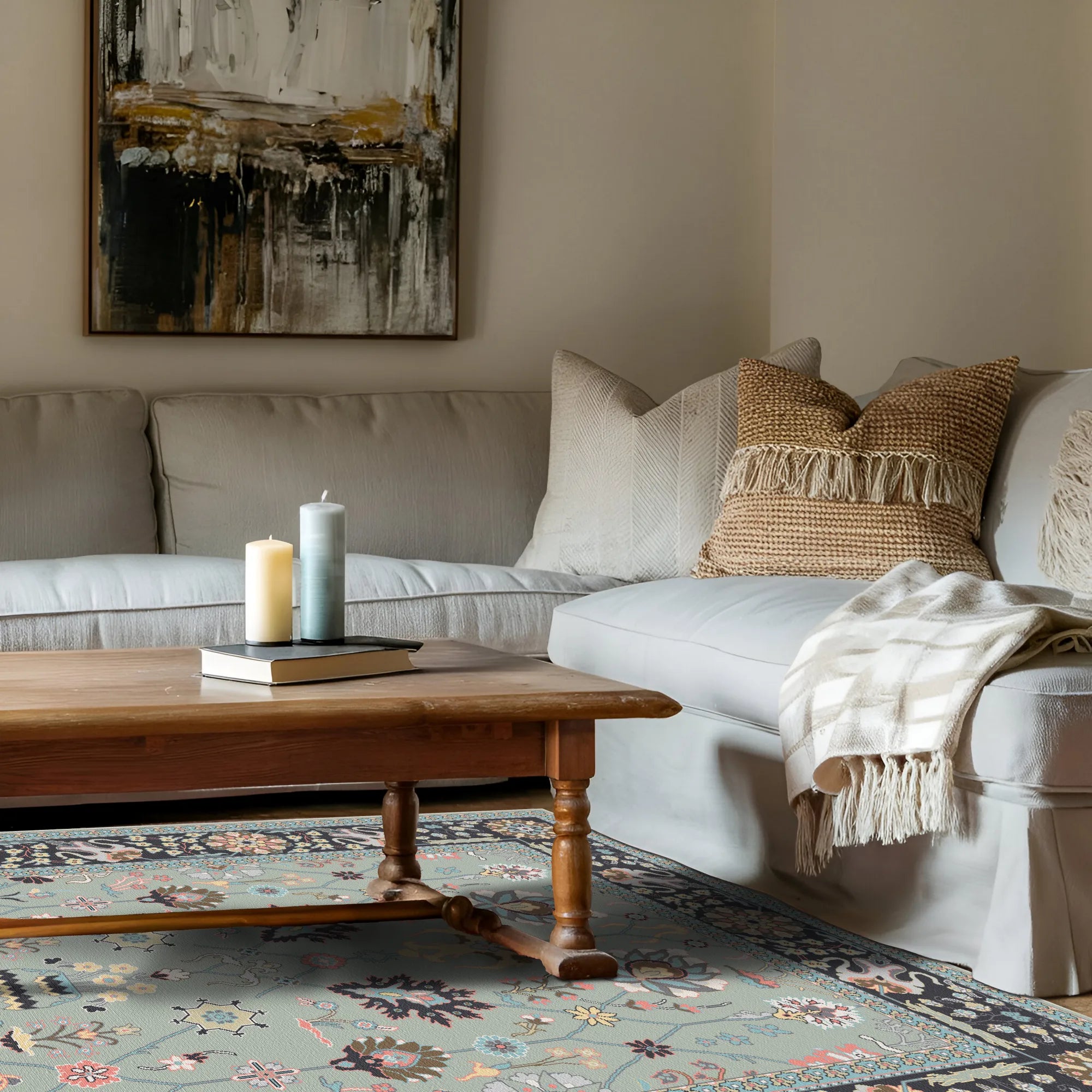 Aetheria Aqua Garden Floral Rug