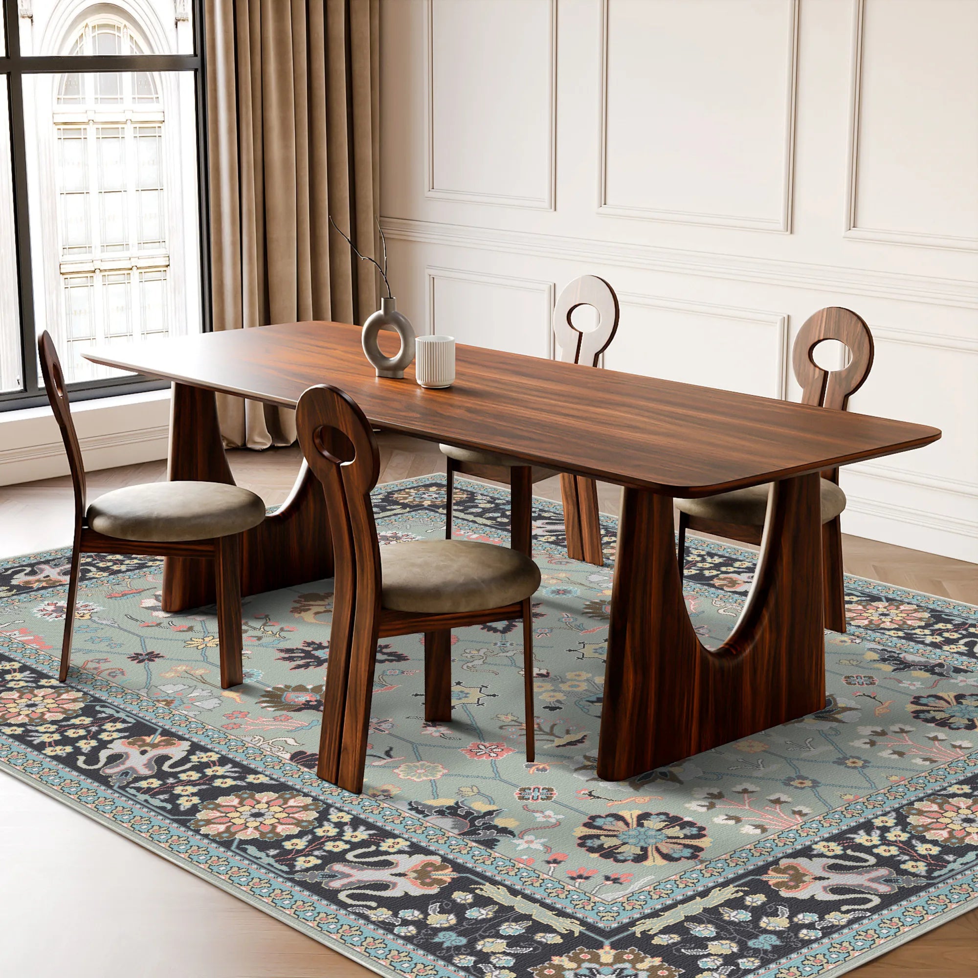 Aetheria Aqua Garden Floral Rug