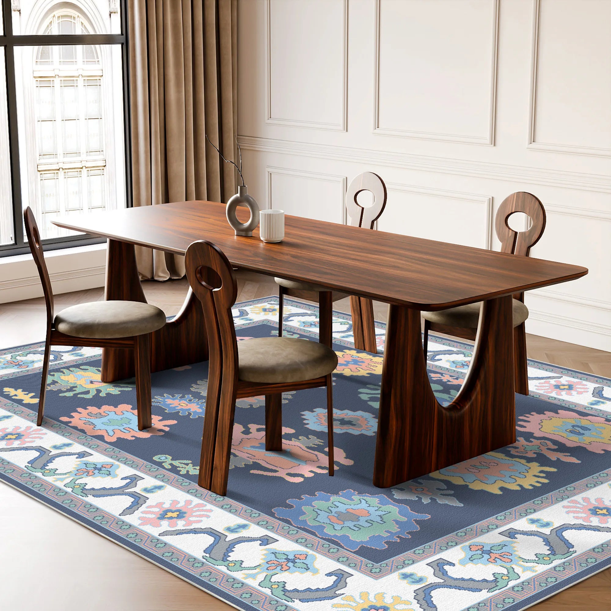 Aura Indigo Pop Geometric Rug