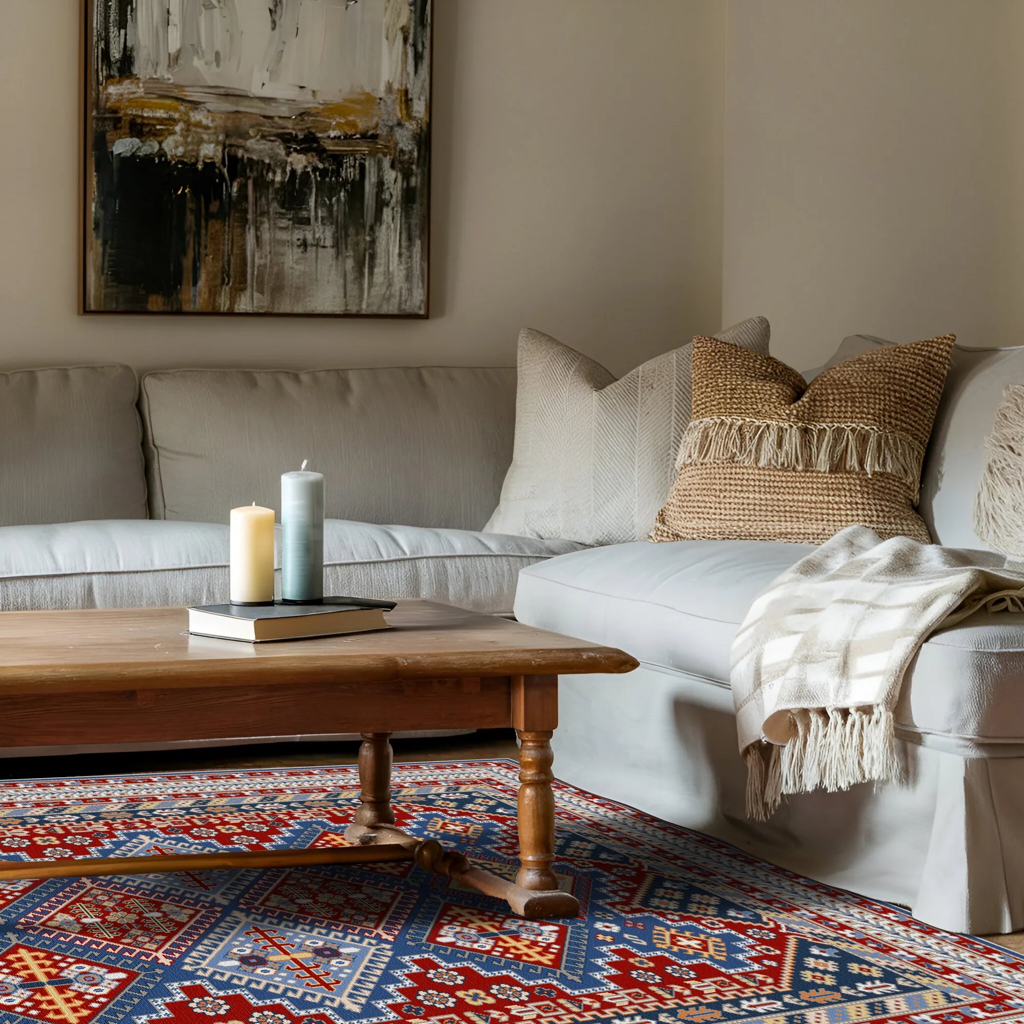 Lyra Crimson Shield Geometric Rug