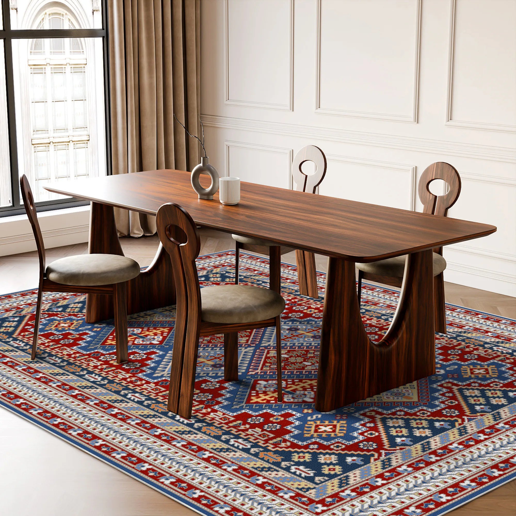 Lyra Crimson Shield Geometric Rug