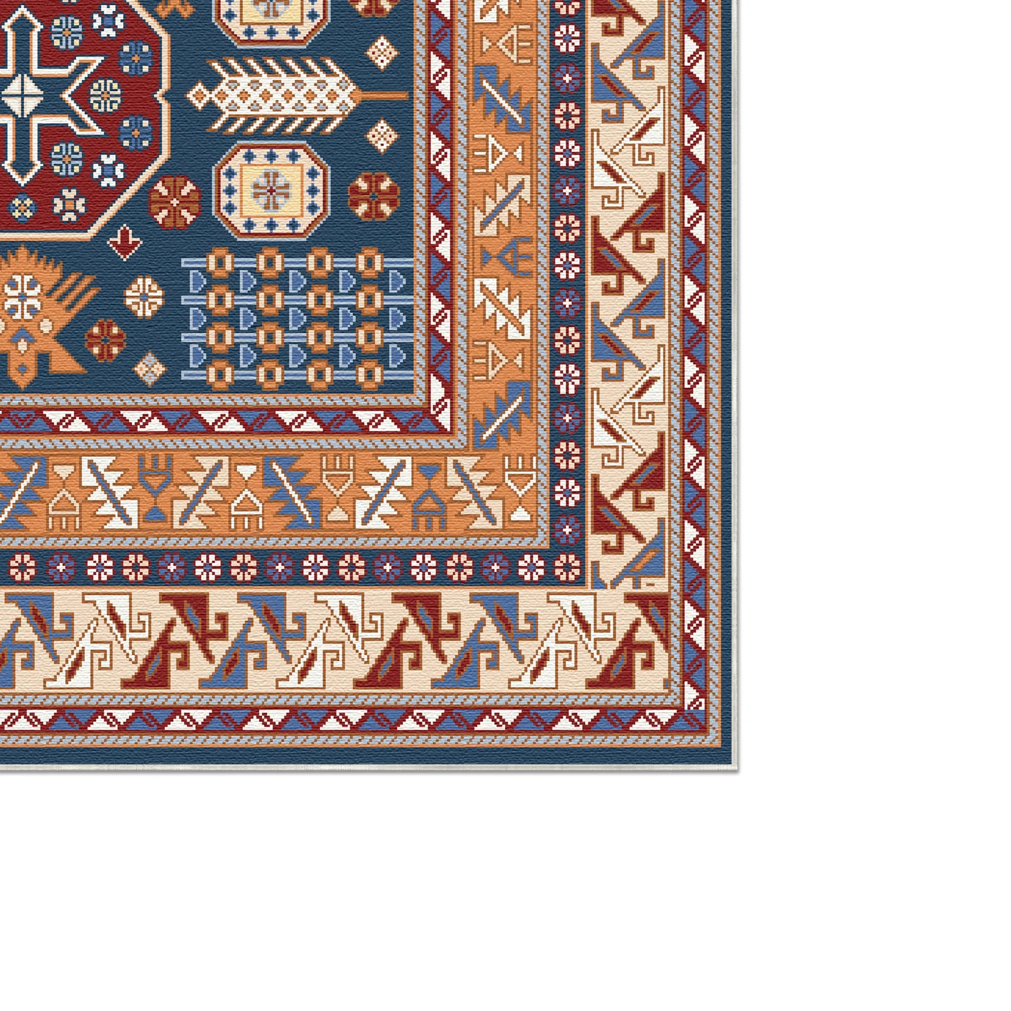 Vesper Azure Tribal Geometric Rug