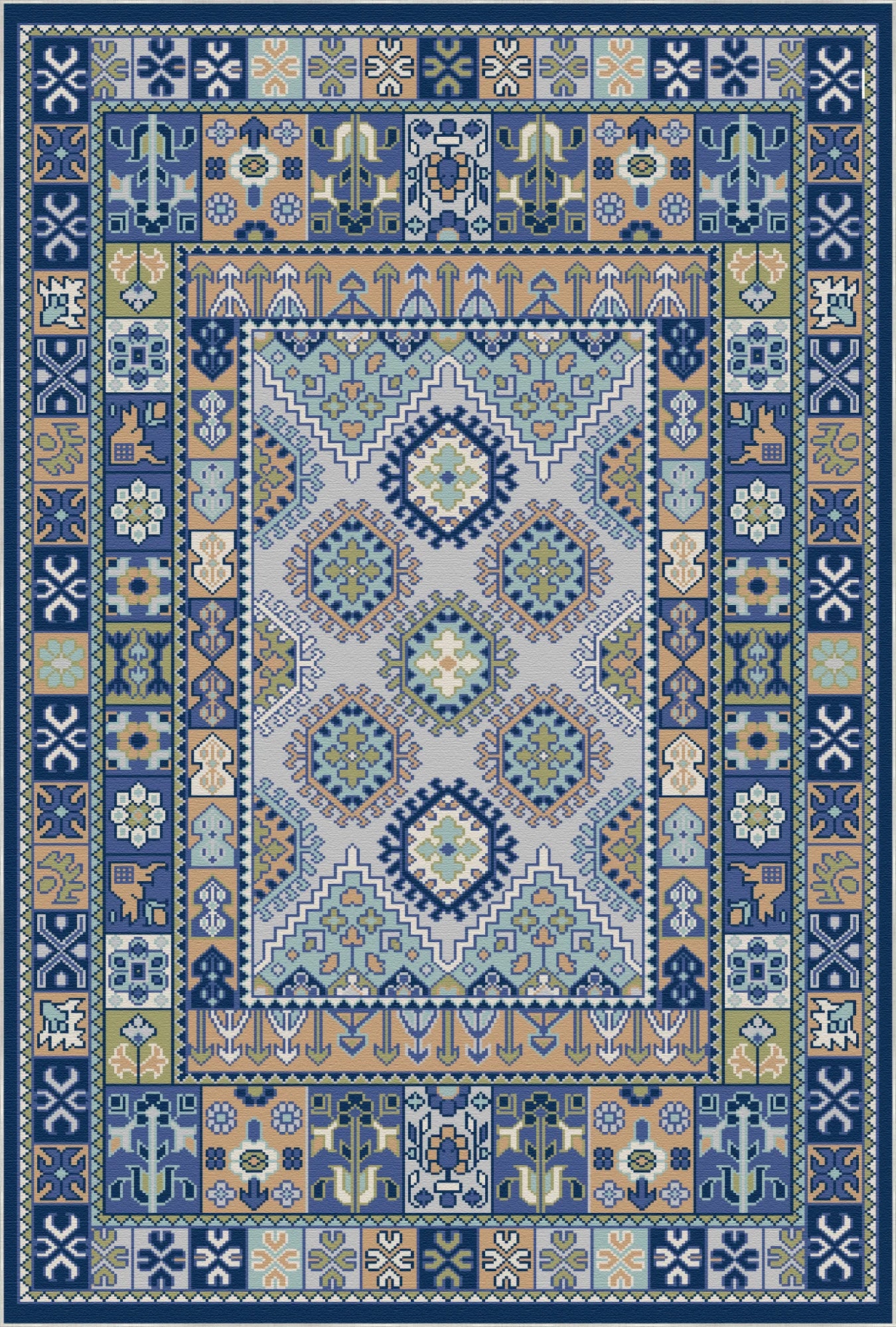 Astraea Sage Medallion Geometric Rug