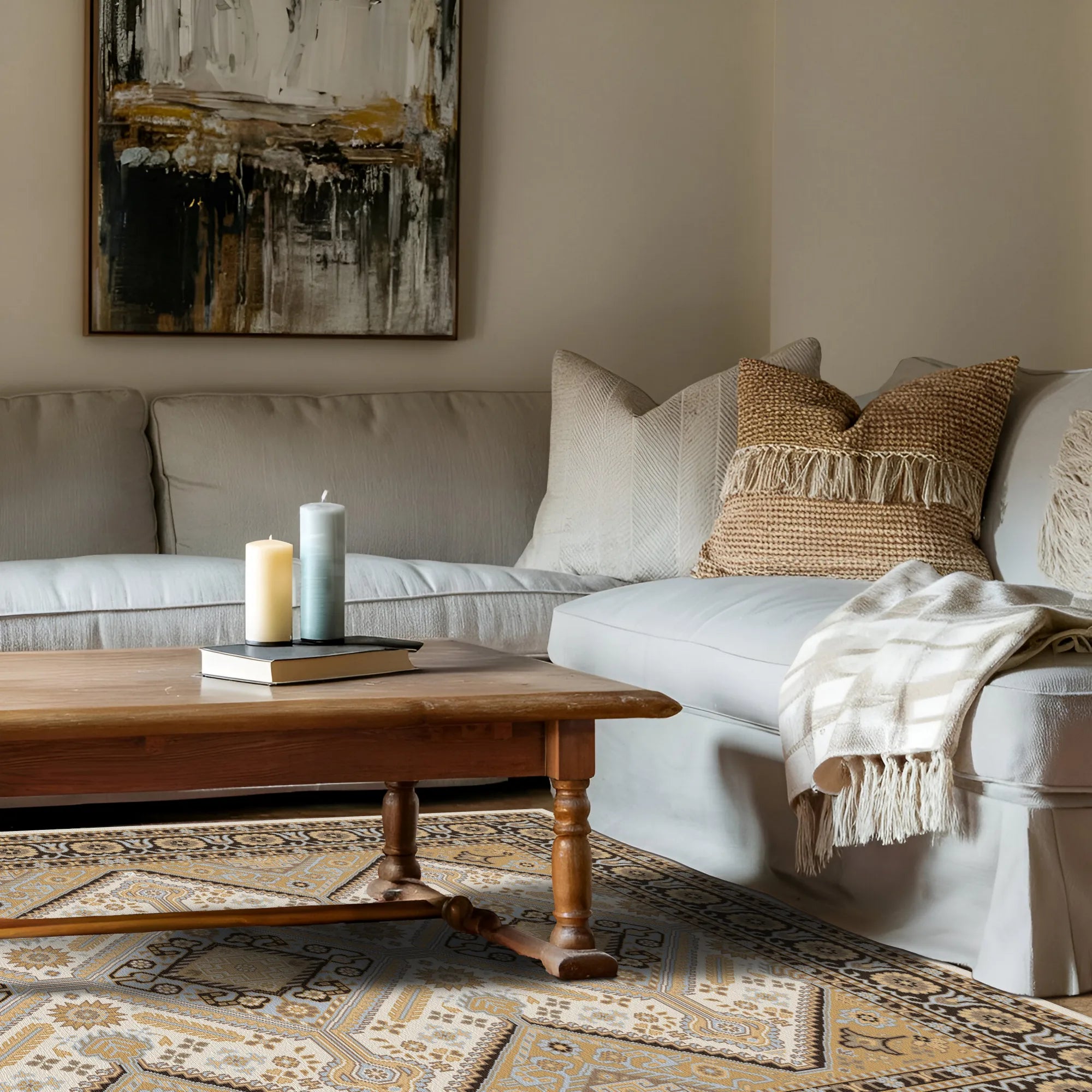 Aurelius Amber Medallion Geometric Rug