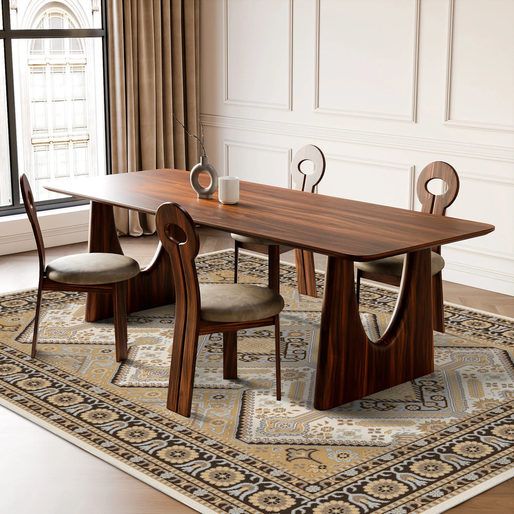 Aurelius Amber Medallion Geometric Rug