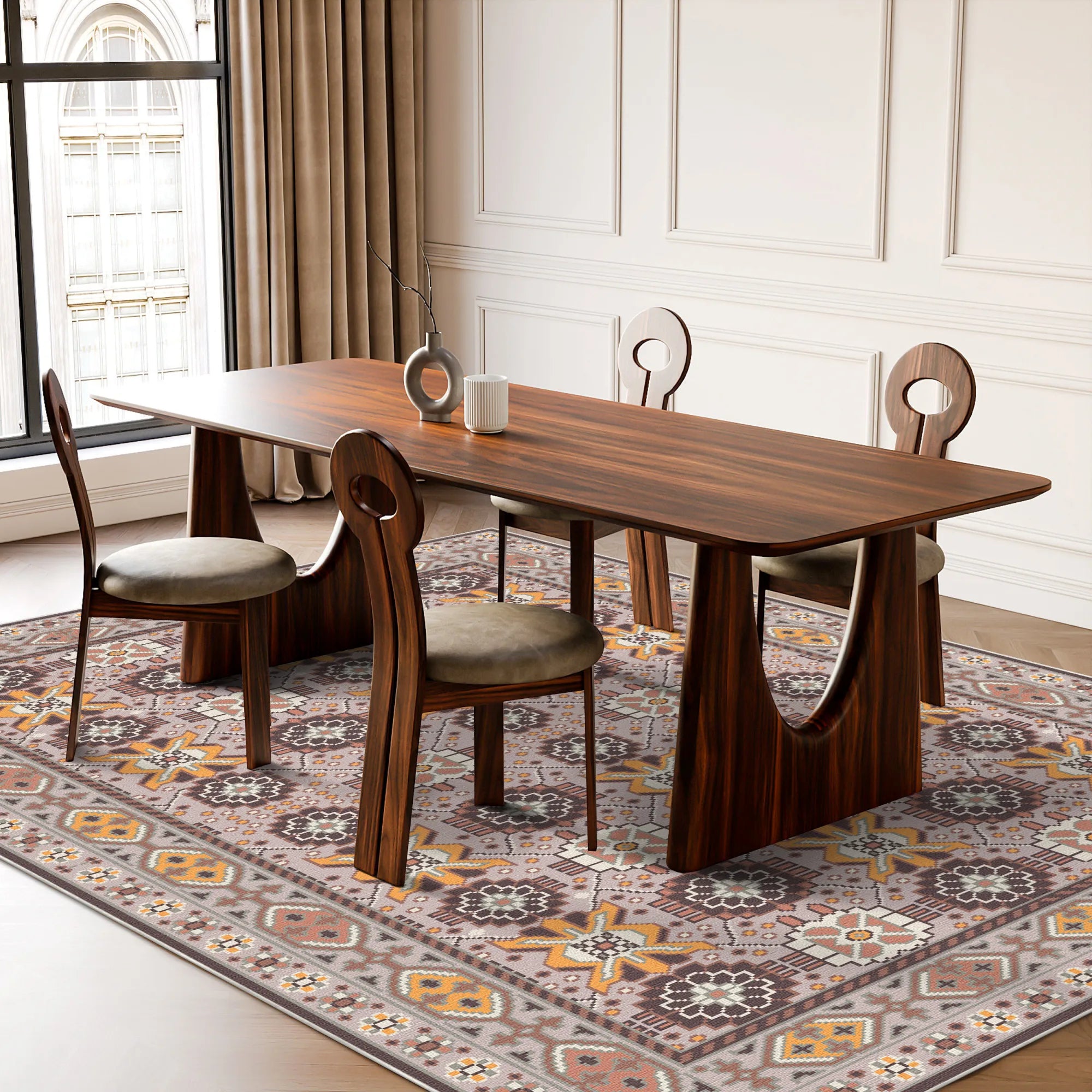 Caelum Amber Floral Lattice Rug