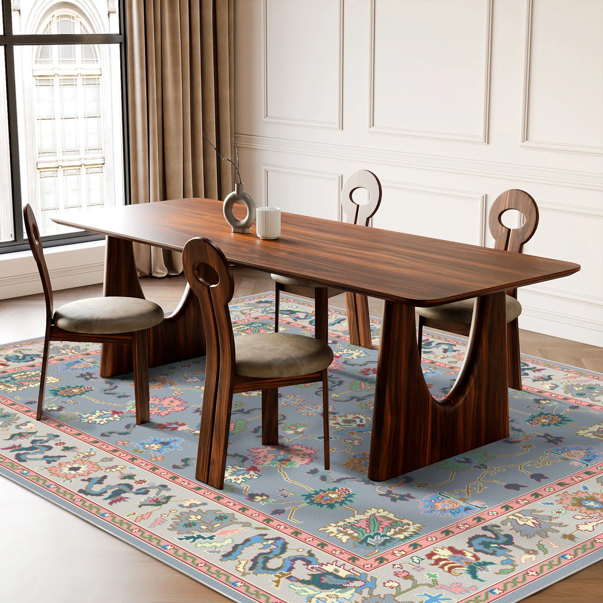 Aetheria Misty Floral Garden Rug