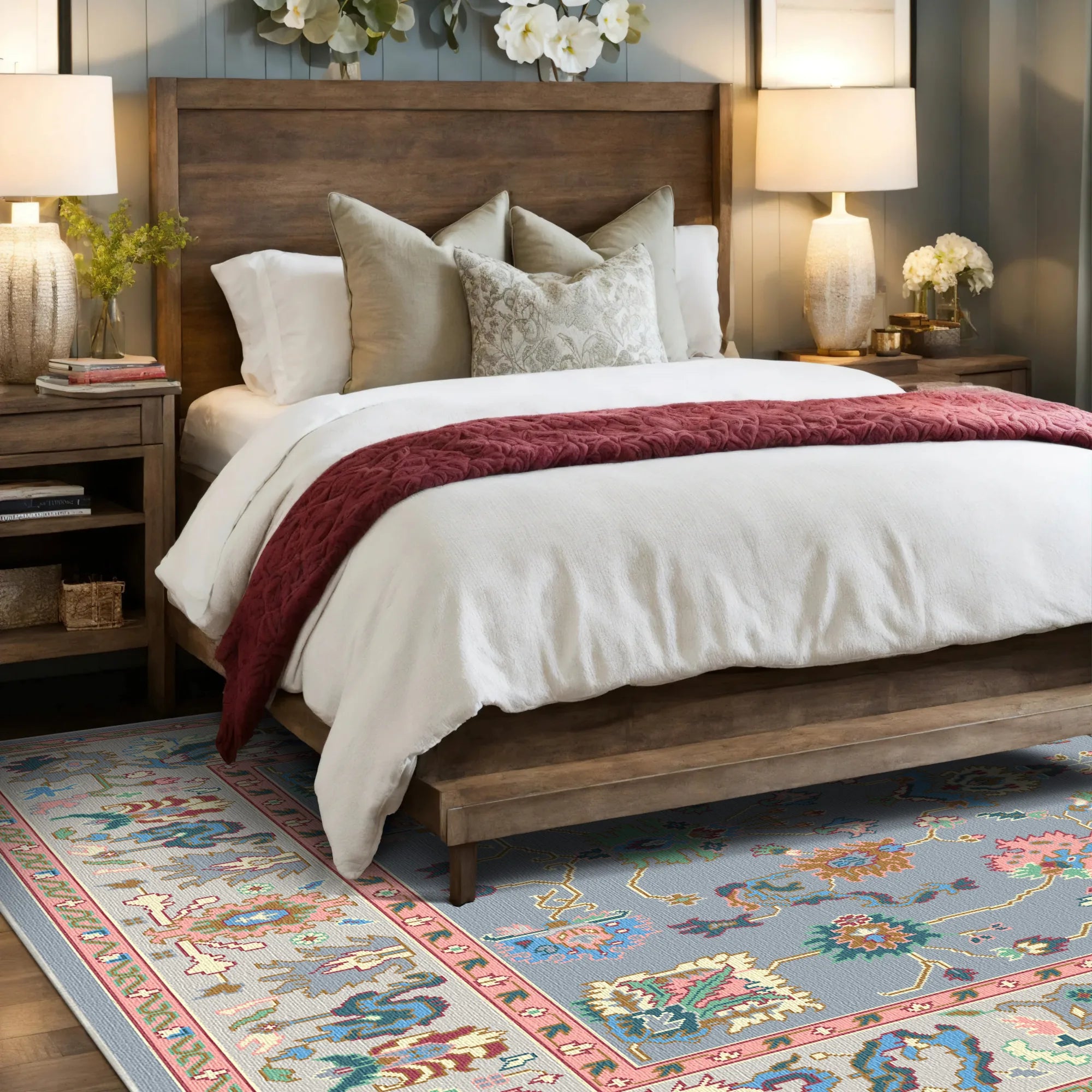 Aetheria Misty Floral Garden Rug