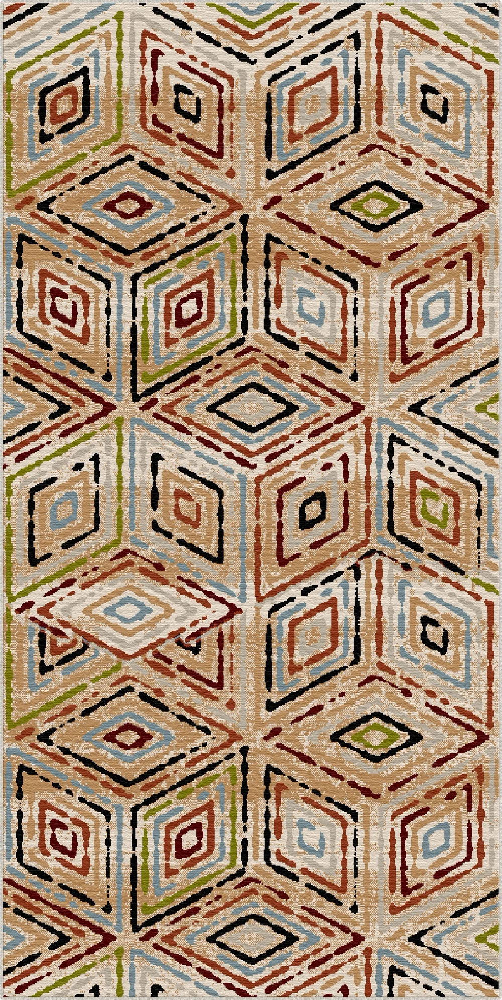 Vibrant Boho Geometric Diamond Rug
