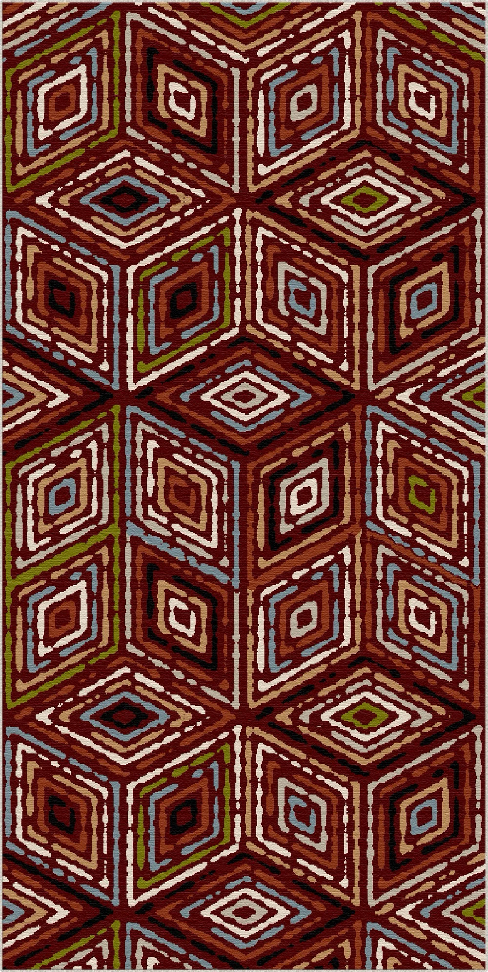 Rustic Red Tribal Diamond Rug