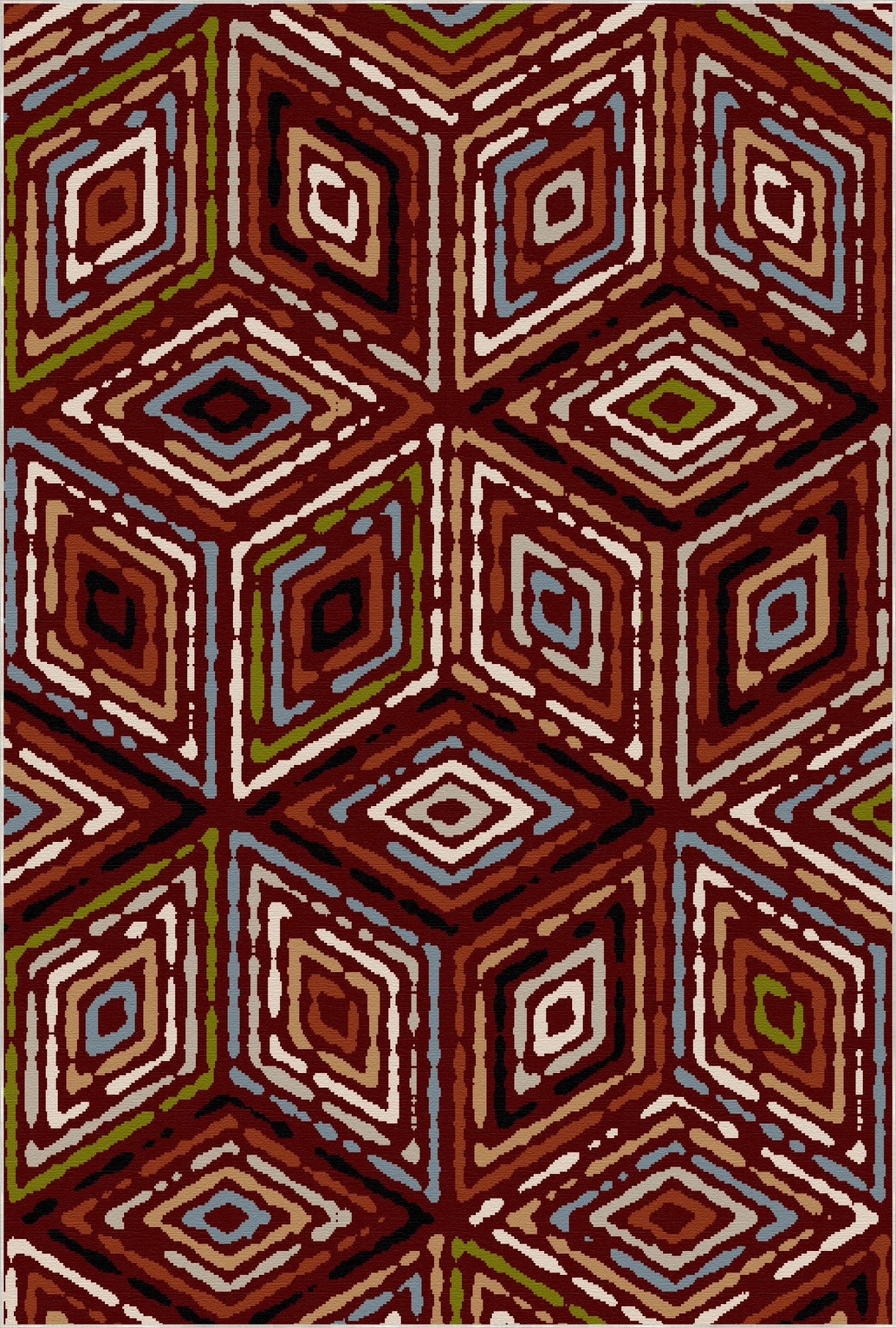 Rustic Red Tribal Diamond Rug