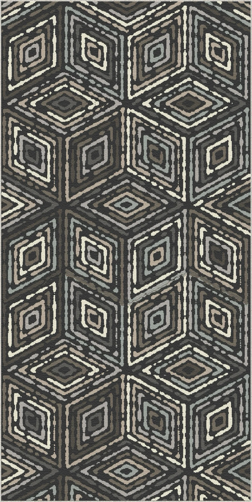 Modern Charcoal Tribal Diamond Rug