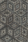 Modern Charcoal Tribal Diamond Rug Anthracite